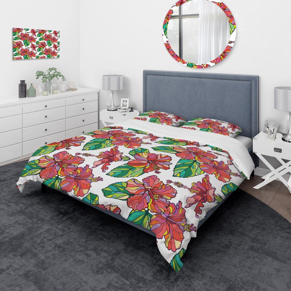 Designart BED18680-K 3 -Piece Red King Duvet cover Set