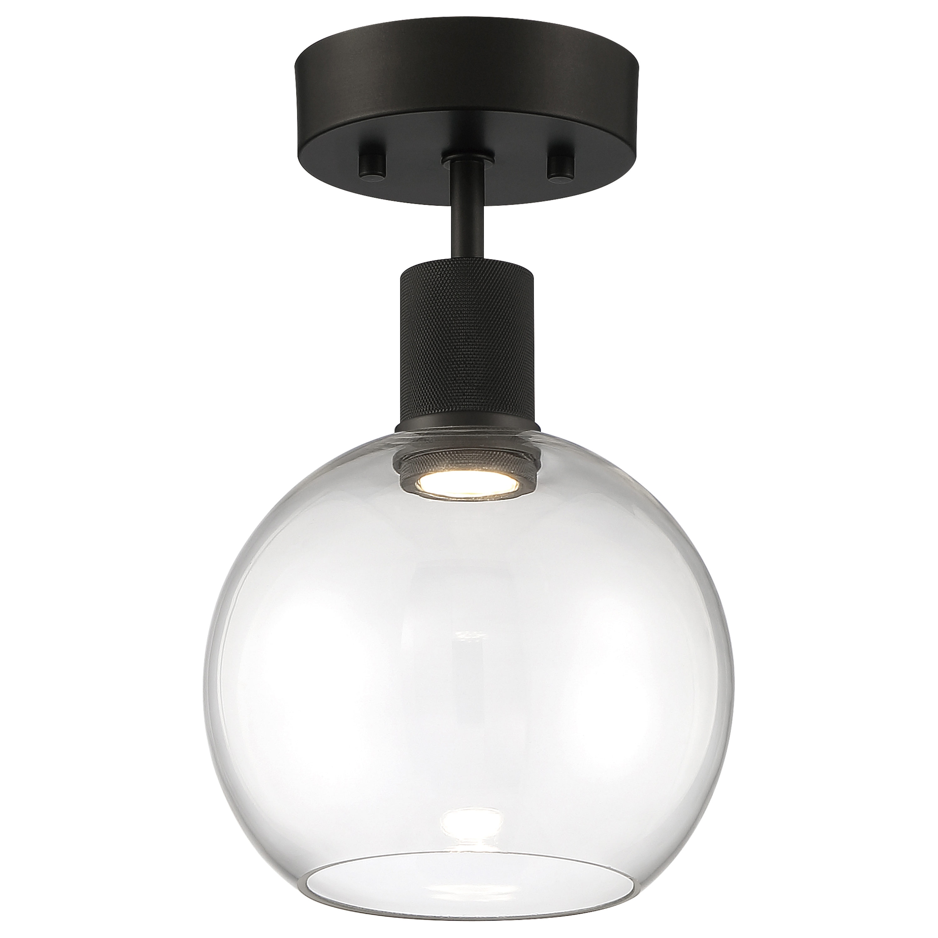 Access Lighting 63148LEDD-MBL/CLR Port Nine 1 -Light 7.5-in Matte Black Integrated LED Semi Flush Mount Light