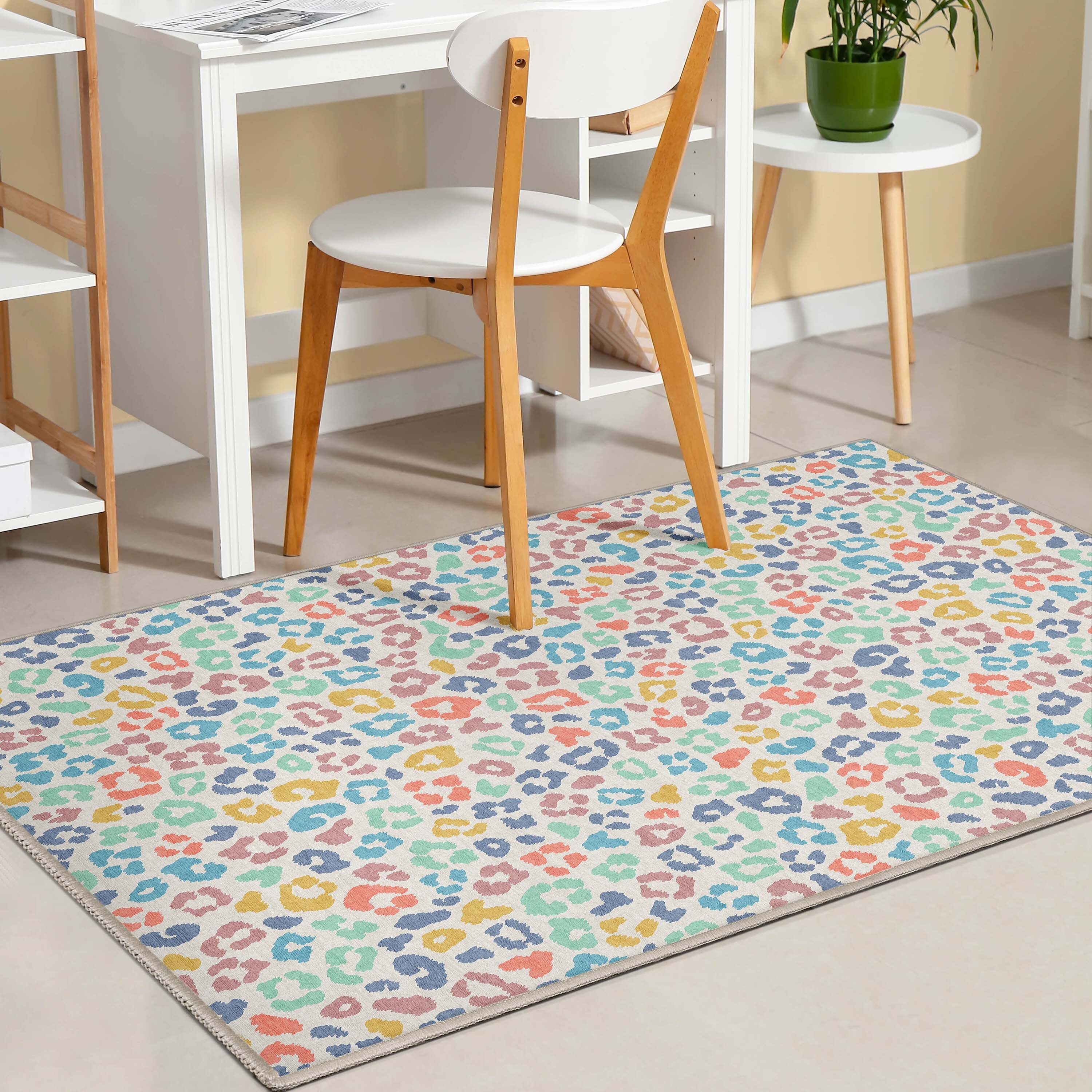Well Woven W-APT-02D-4 Animal Prints 3 x 5 (ft) Flatweave Polyester Multi Rectangular Indoor Abstract Mid-Century Modern Area rug