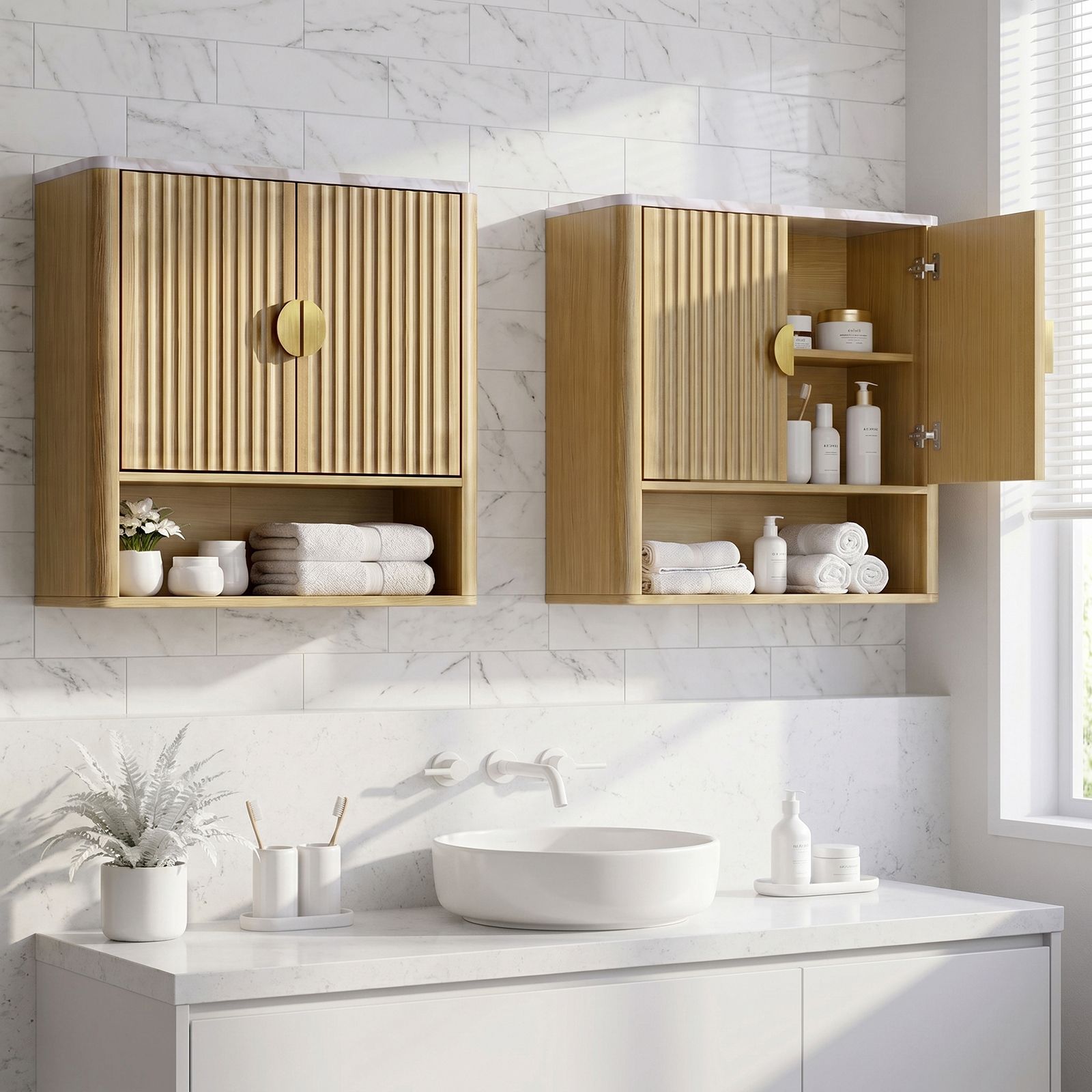 FIMELLO 45.6-in W x 24-in H Wood composite Wall-mount Utility Storage Cabinet