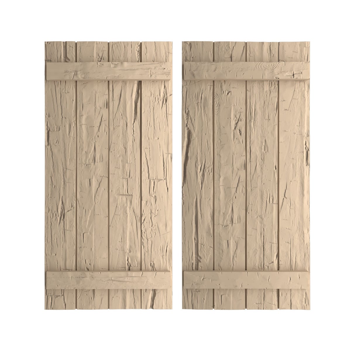 Ekena Millwork SHUBJS22X48HHPR 22-in W x 48-in H Hand Hewn Paintable/Stainable Board and batten Exterior Shutters ( 2 -Pack )