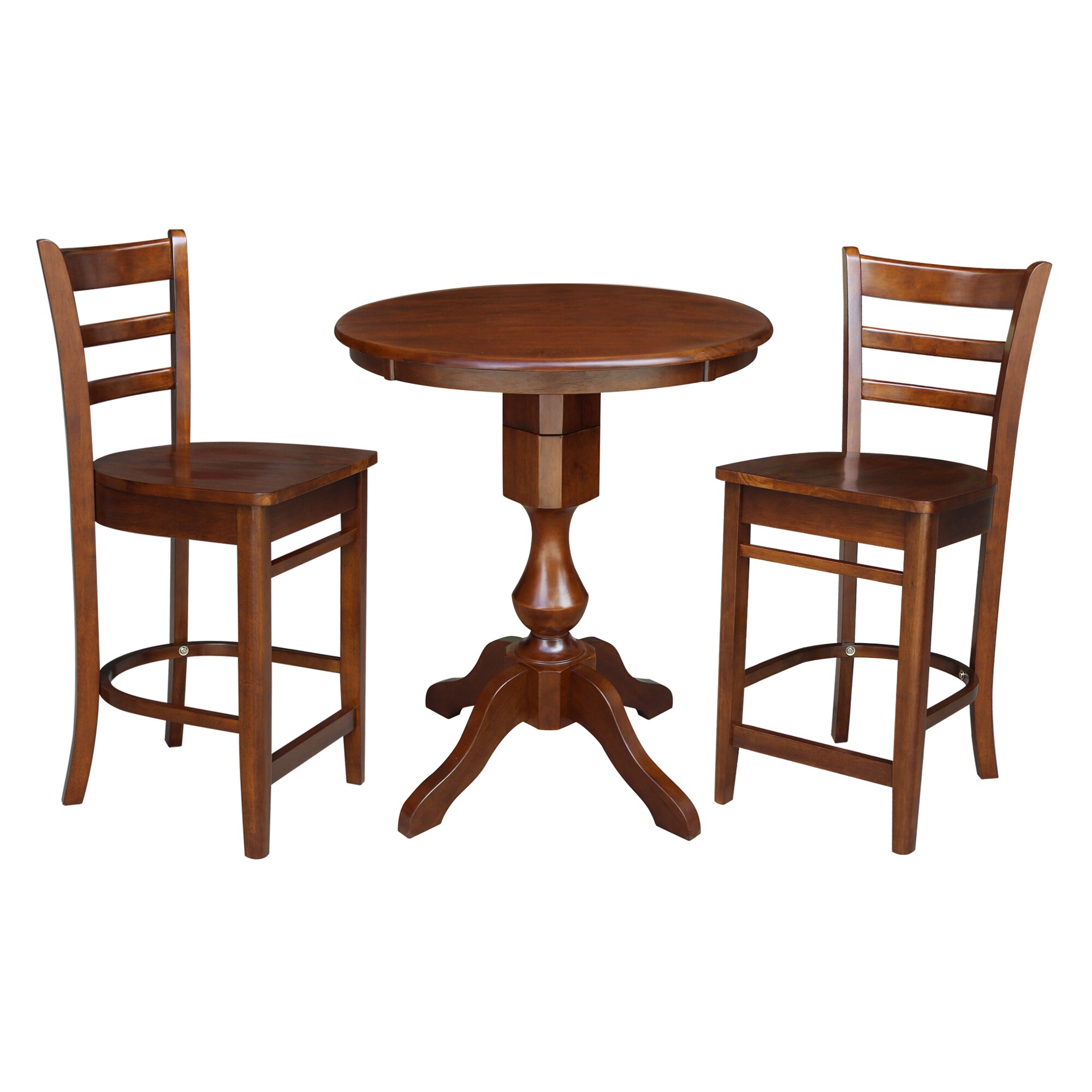 International Concepts K581-30RT-11-S6172-2 Espresso Traditional Dining Room Set with Round Table (Seats 2)