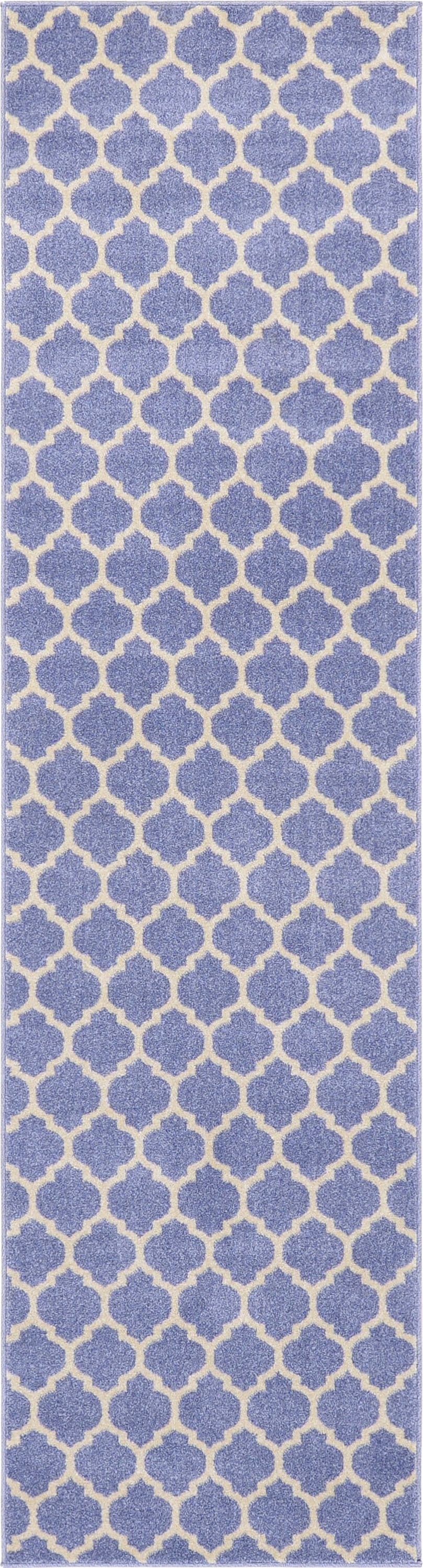 Unique Loom 3116318 Philadelphia Trellis 3 x 10 (ft) Loomed Polypropylene Blue/Beige Rectangular Indoor Geometric Industrial Runner rug