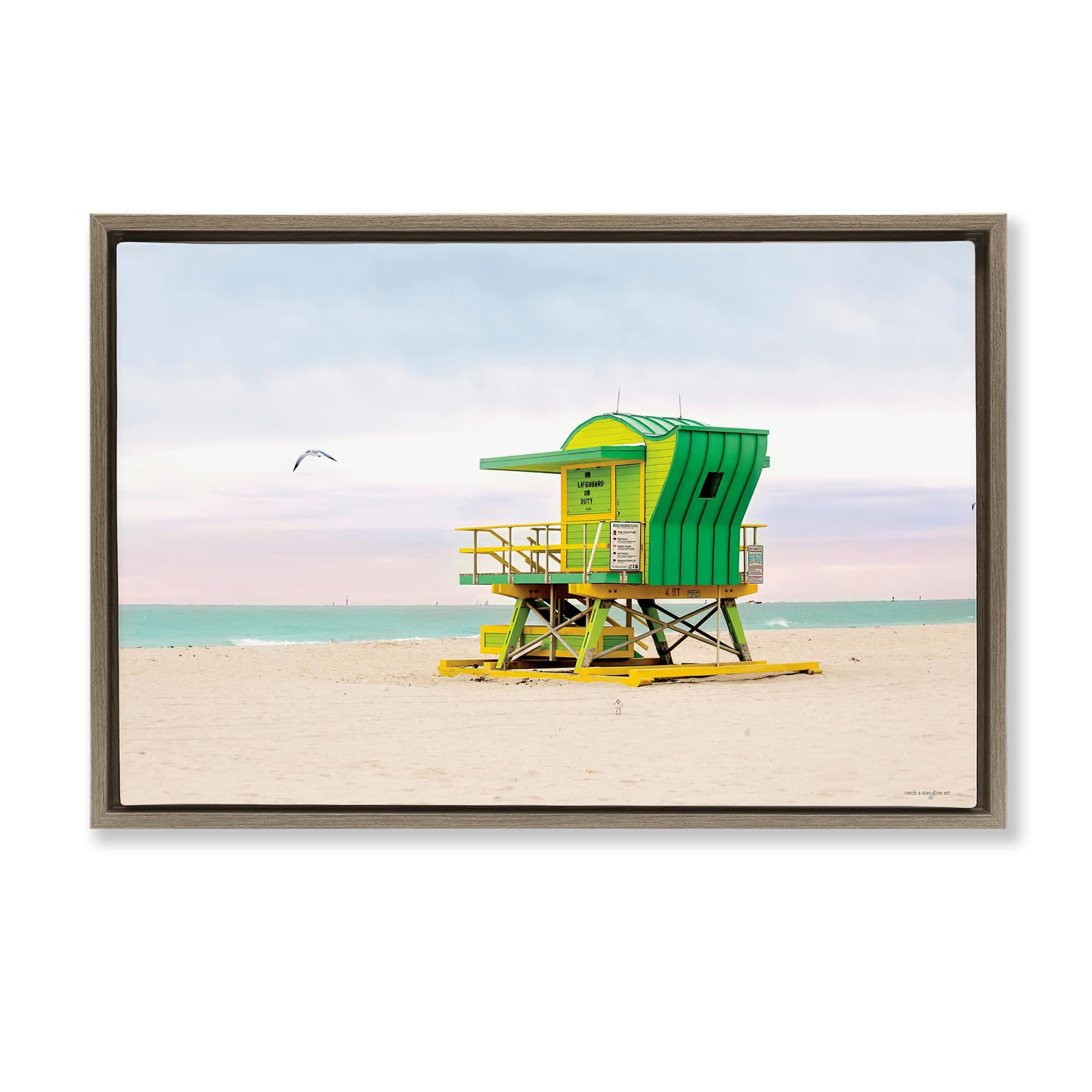 Stupell Industries BT-558-FFE-20X30 Lime Green Lifeguard Hut Floating Frame design by Seven Trees Design