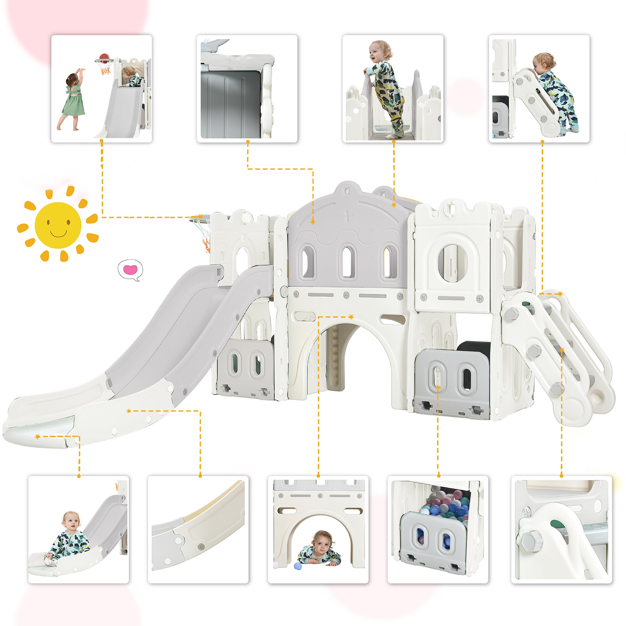 Kahomvis Kids Toy Slide Play Set Structure, Freestanding Castle Climber ...