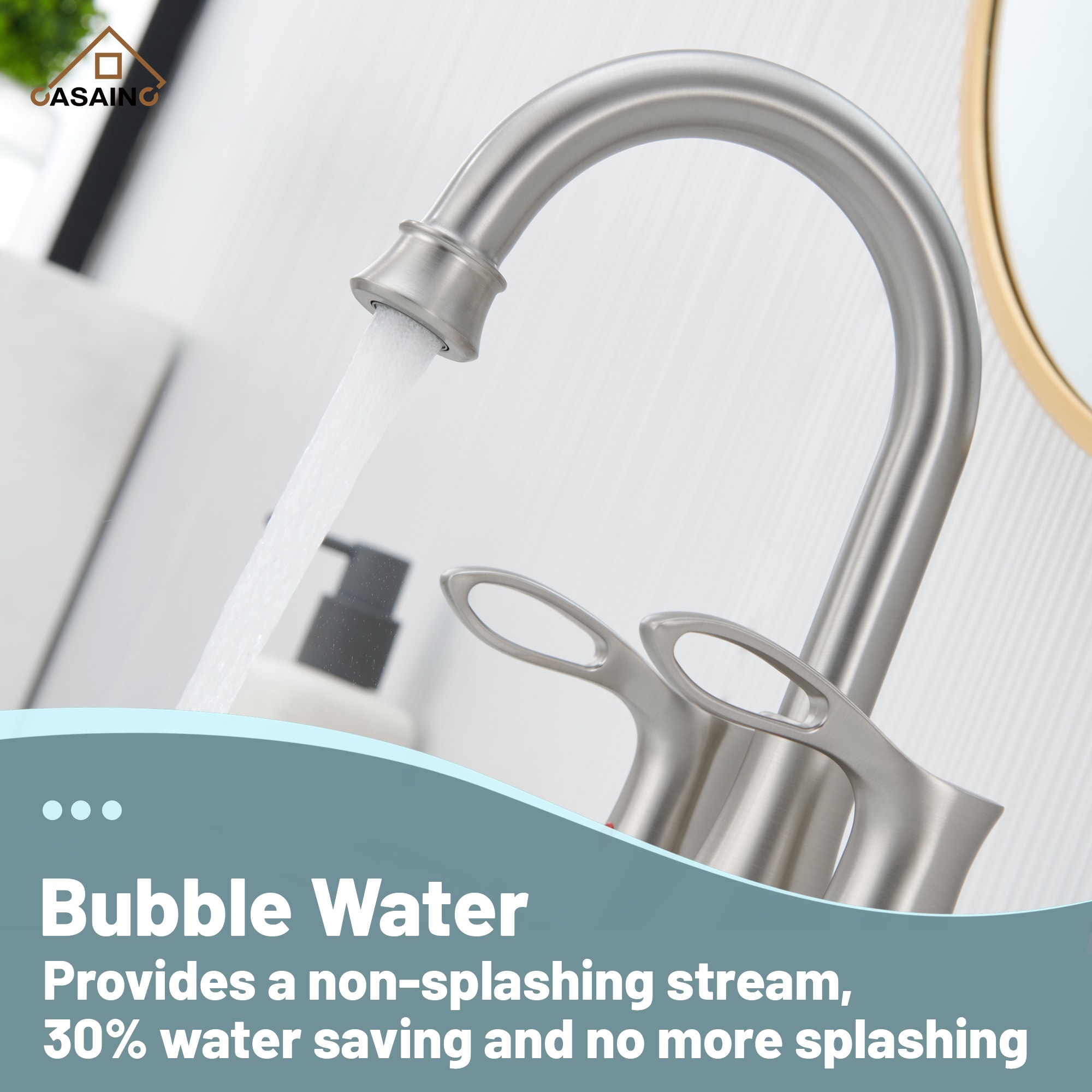 Brushed Nickel Dual Handle High Arc Bathroom Faucet with Metal Drain