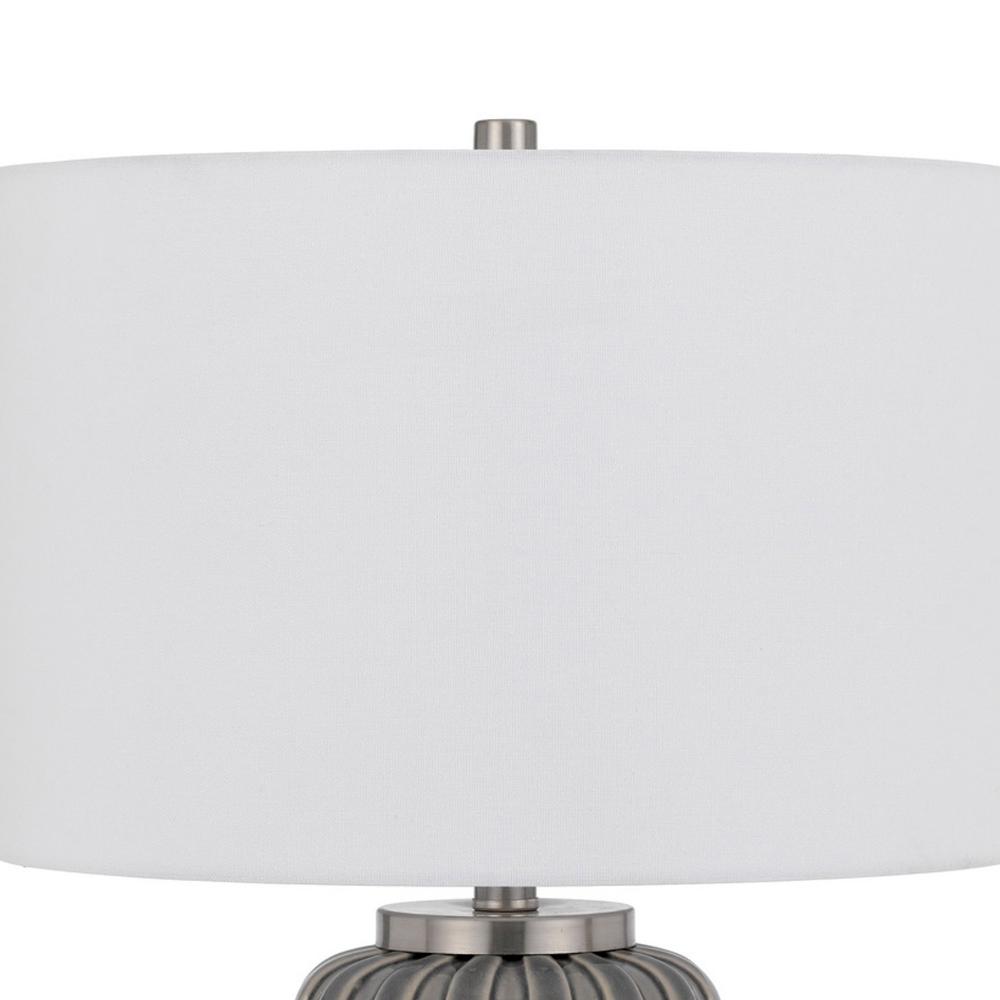 Benzara Table Lamps 21-in Gray On/Off switch Table Lamp with Fabric ...