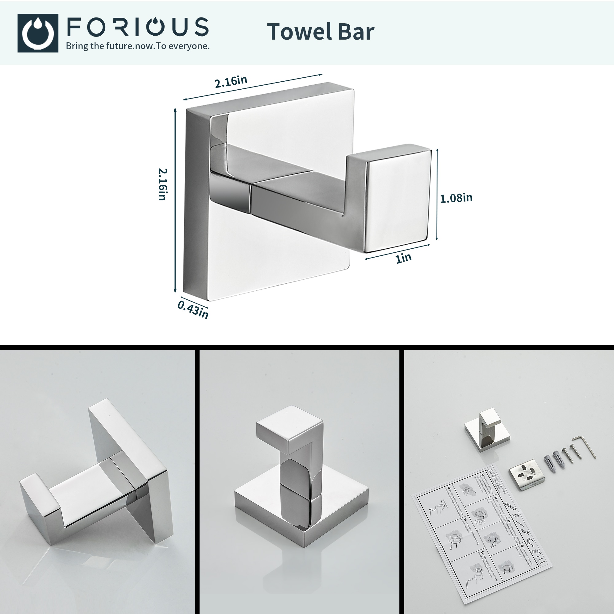 FORIOUS LL19002CH5A Decorative-Bath-Hardware-Kits - View #4