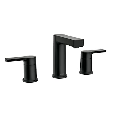Moen Rinza Matte Black 2-handle Widespread WaterSense High-arc Bathroom Sink Faucet with Drain Lowes.com