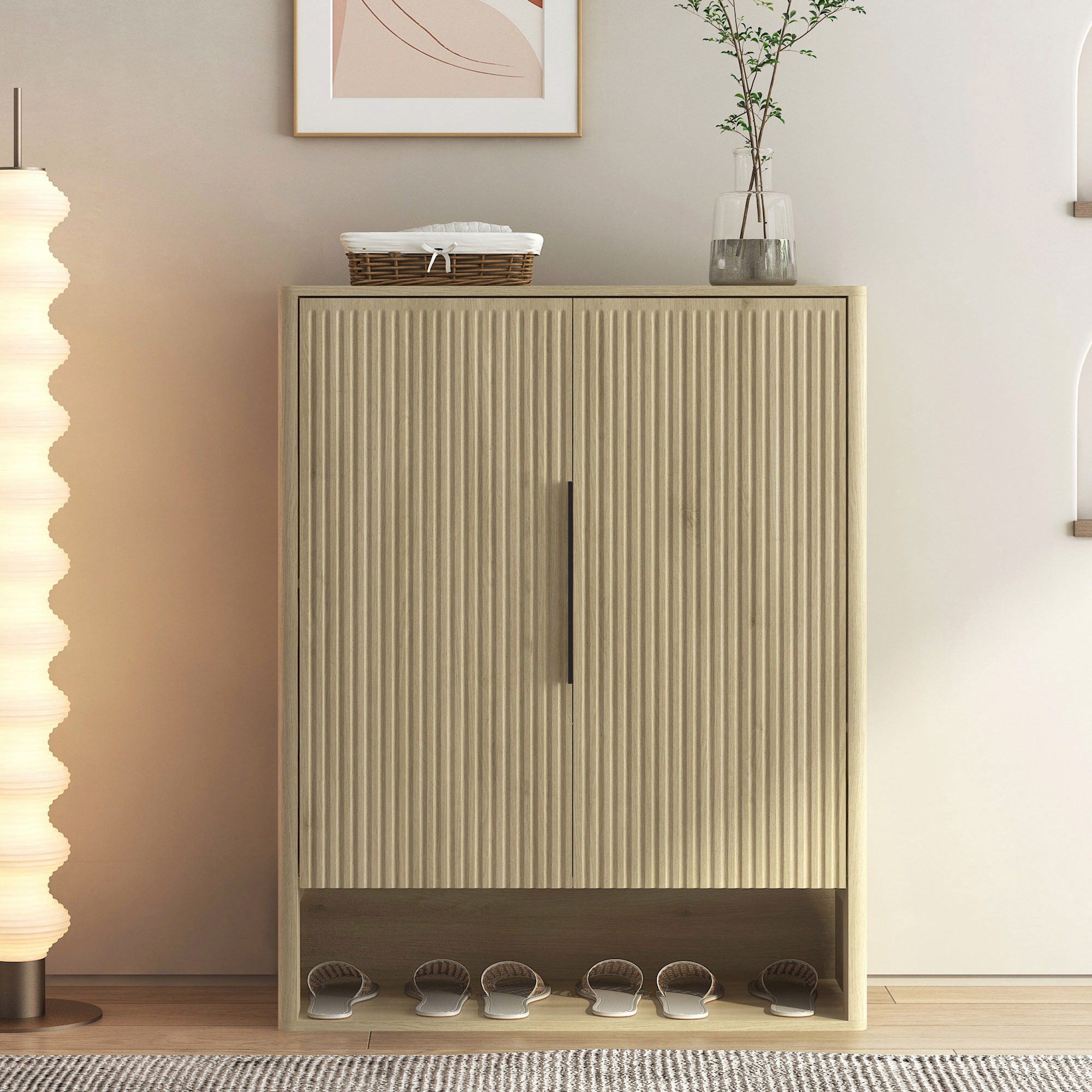 Blisstyle Shoe Storage Cabinet Wooden Shoe Cabinet with Doors Modern Shoe Organizer with Adjustable Shelves for Entryway Hallway Living Room Entryway Shoe Storage Organizer Bench Shoe Shelf Shoe Rack