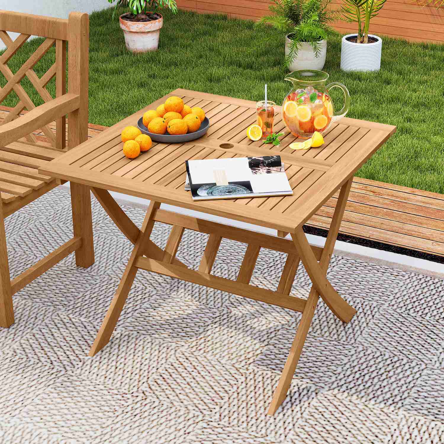 Costway Acacia Wood Folding Table 36 inches Patio Dining Table