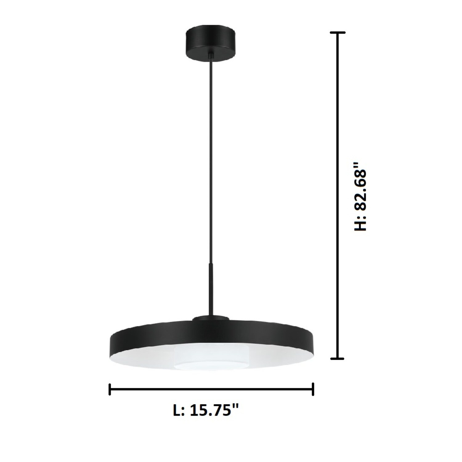Alpicella Contemporary Matte Black LED Pendant 15.75"