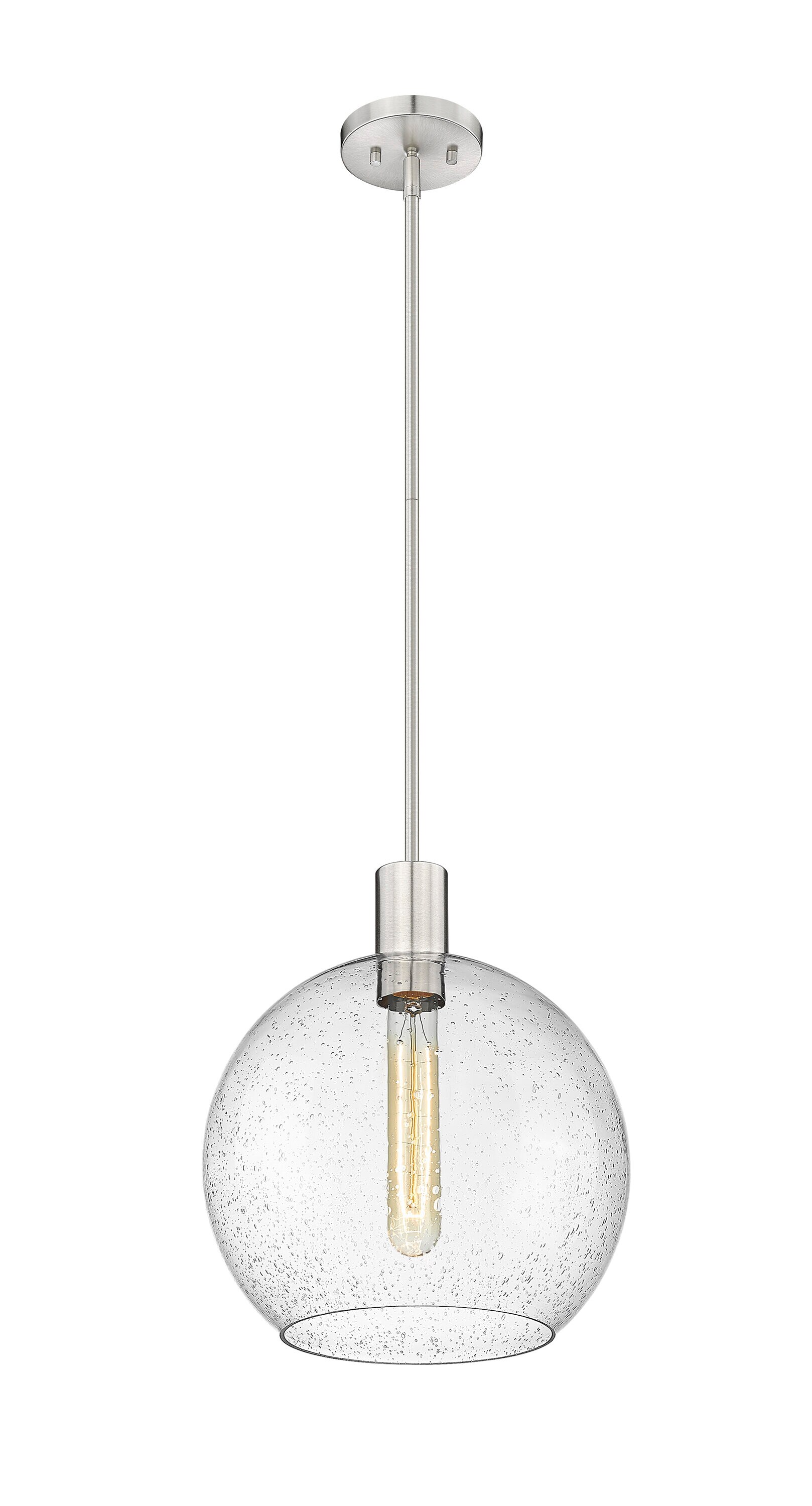 Brushed Nickel Globe Pendant with Clear Glass Shade