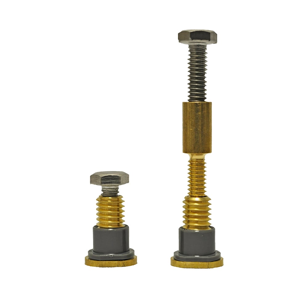 Universal Brass and White Toilet Hardware Kit with Caps