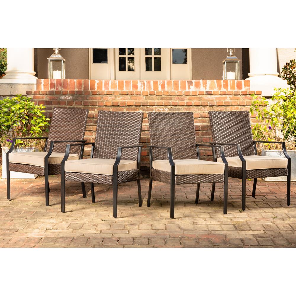 La Z Boy Outdoor Addyson Set Of 4 Wicker Stackable Brown Metal Frame Stationary Dining Chairs 6542