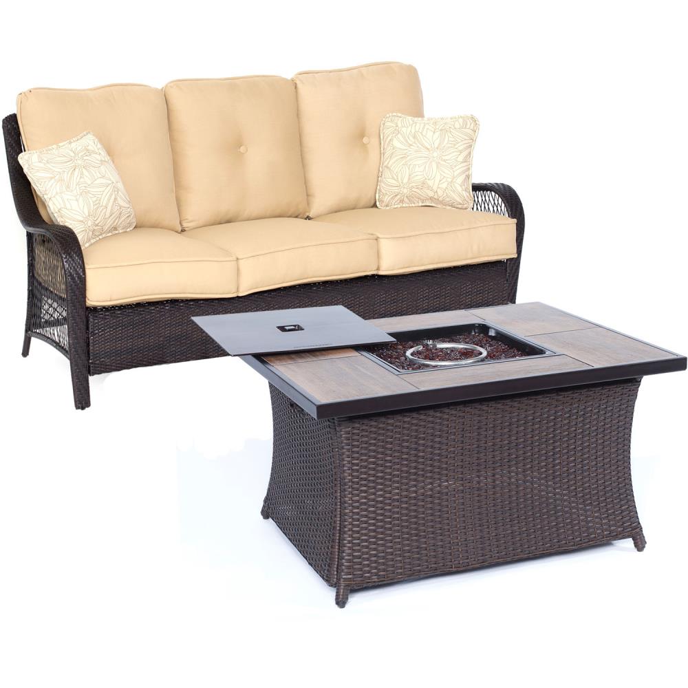 Hanover ORLEANS2PCFP-TAN-A Orleans 2-Piece Patio Conversation Set with Tan Cushions