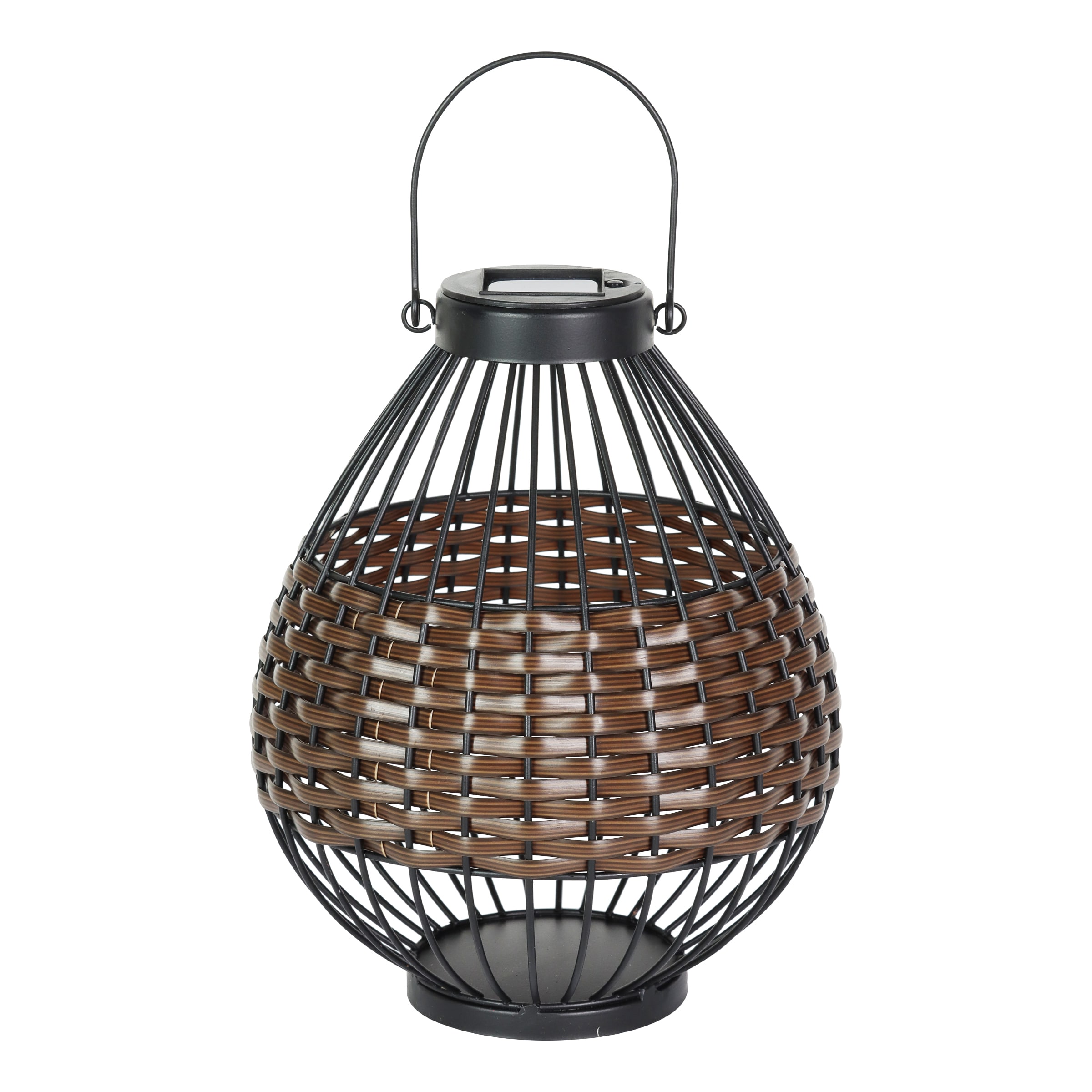 Exhart 8.07-in x 22.05-in Black Metal Solar Outdoor Decorative Lantern ...