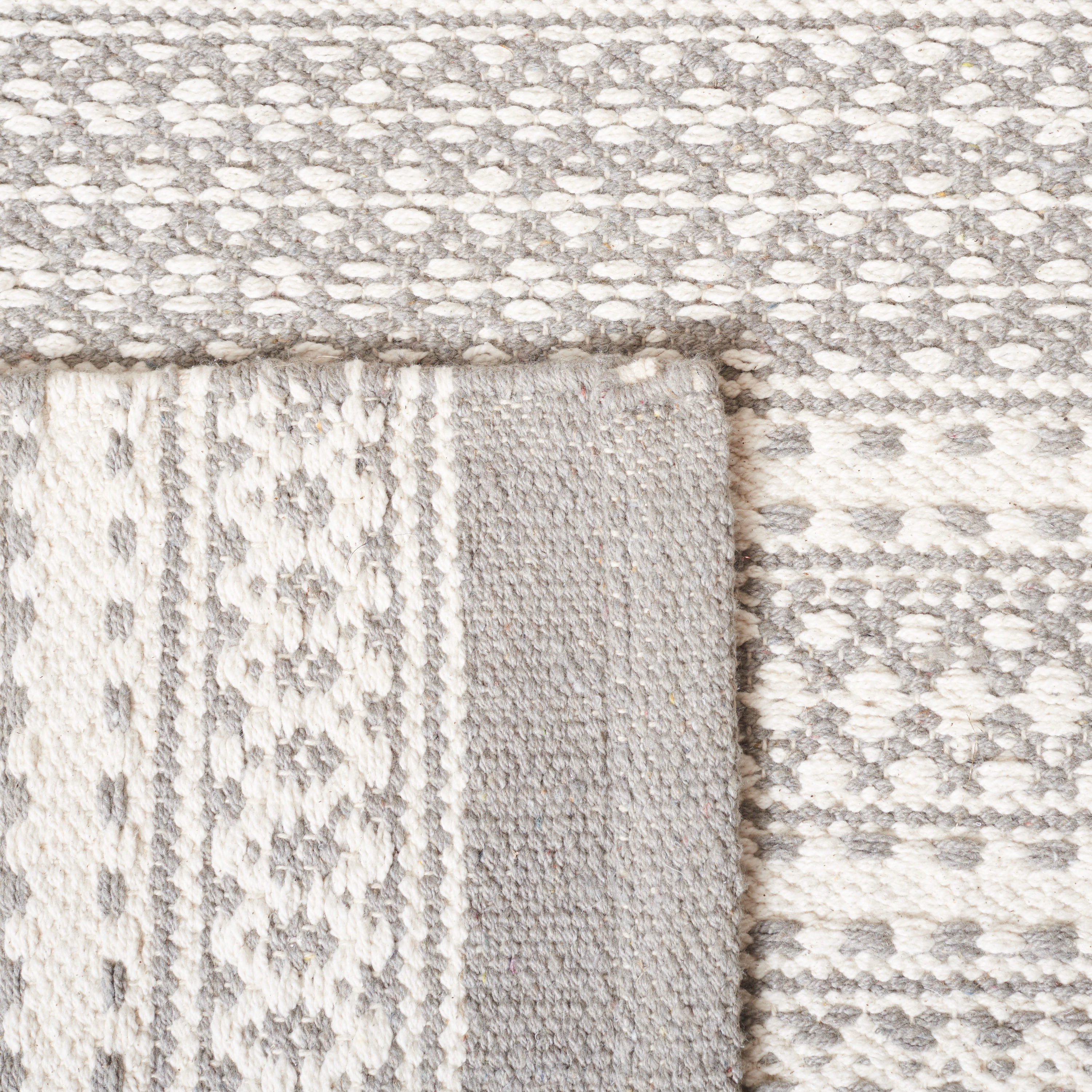 Bohemian Nomadic Handwoven Cotton Kilim Rug - Gray 5'x8'