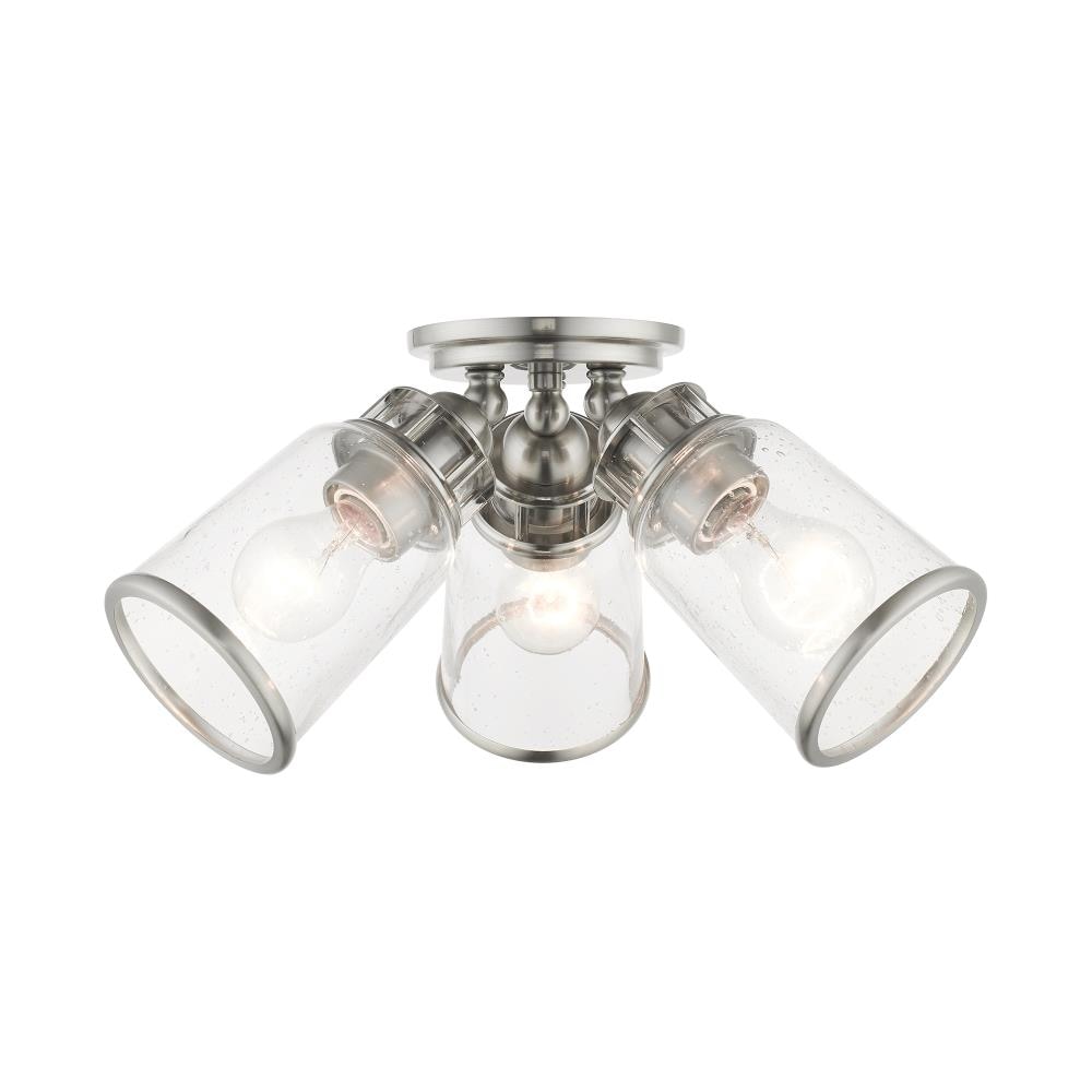 Livex Lighting 45503-91 Lawrenceville 3 -Light 16.375-in Brushed Nickel Semi Flush Mount Light