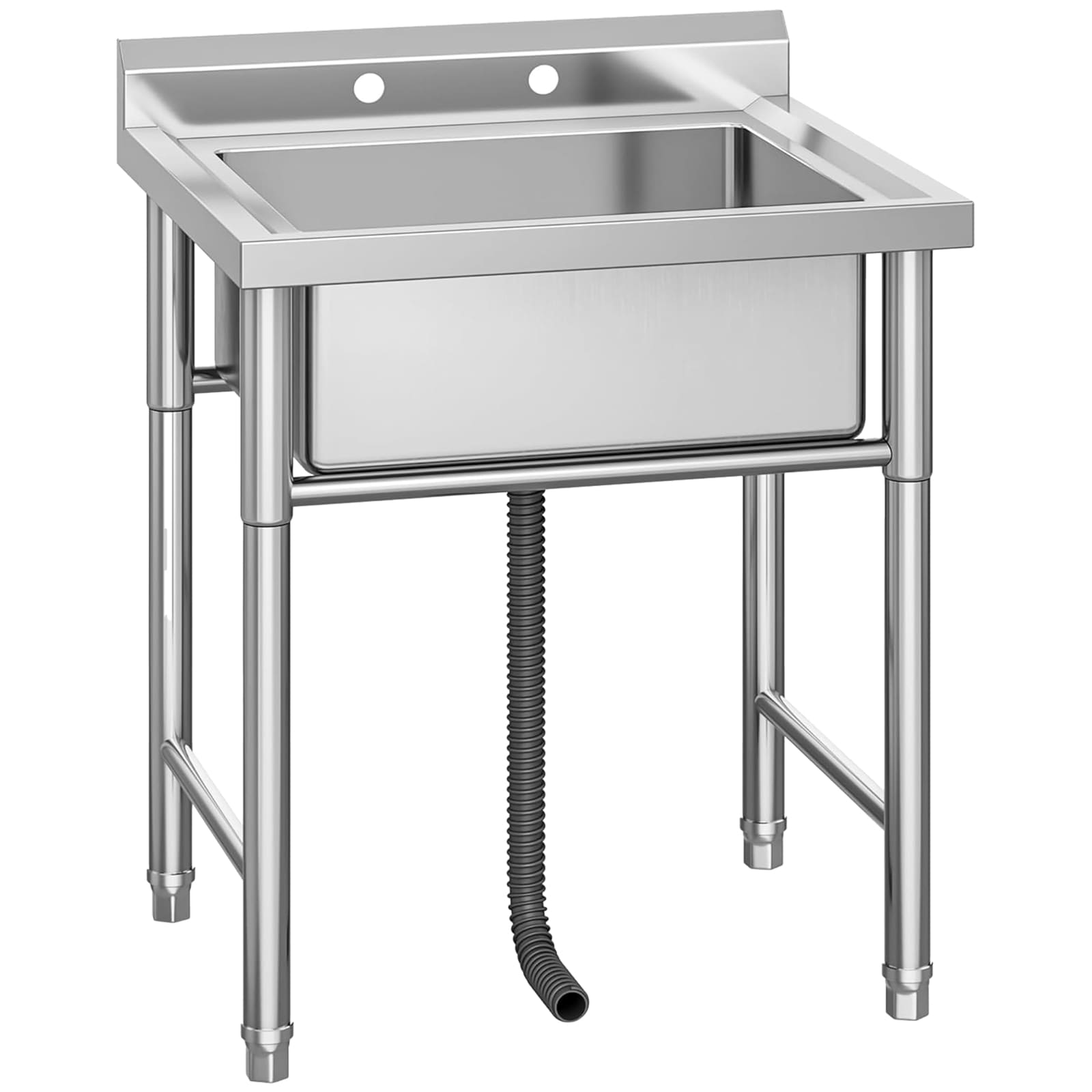 Garvee Heavy Duty Stainless Steel Utility basin - Single Bowl Freestanding Prep basin with Deep Basin and Backsplash for Kitchen Restaurant Laundry Garage Bar Workshop Garden