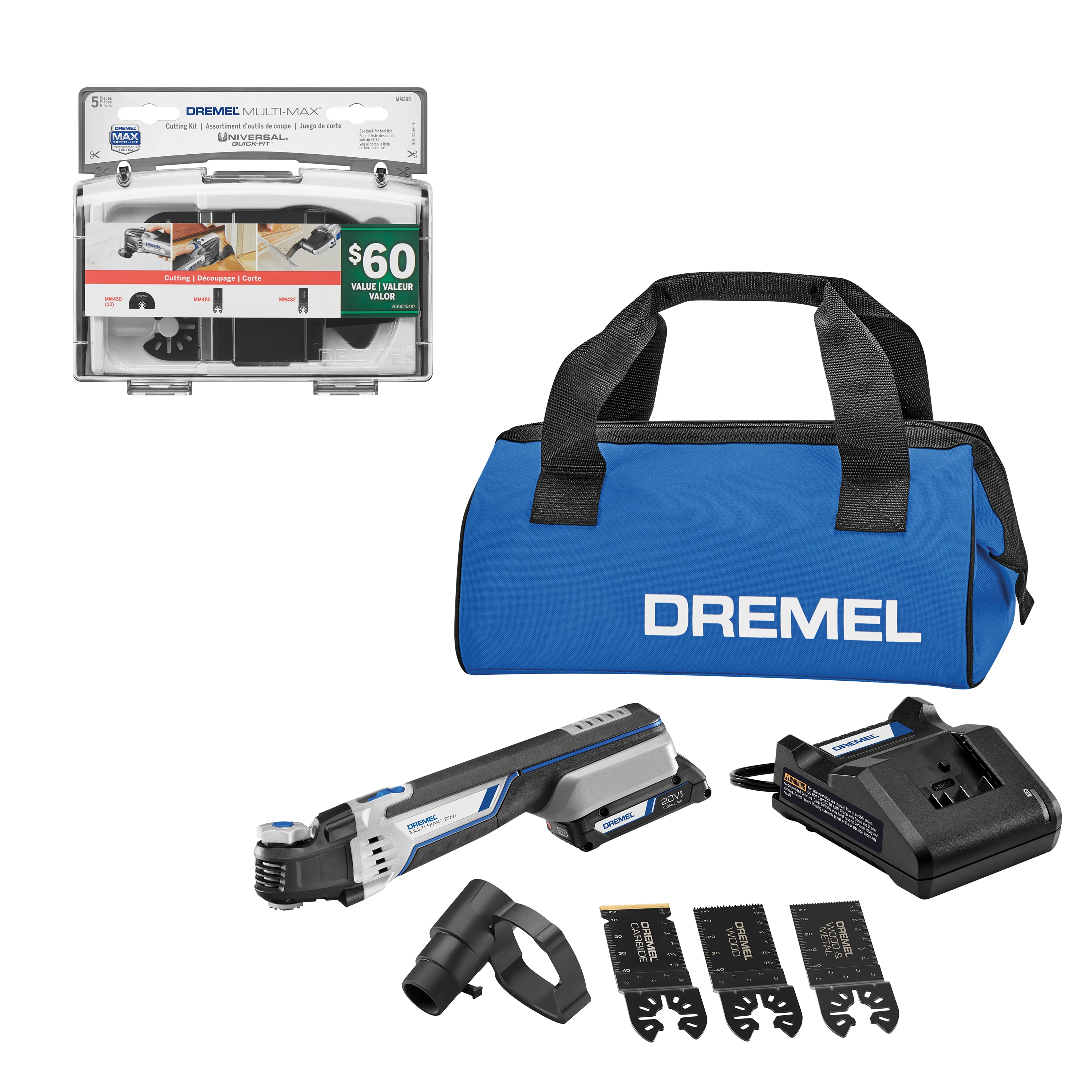 Dremel Multi-Max 20V Variable Speed Cordless Oscillating Multi-Tool Kit with 3 Blades + 5-Piece Blade Set