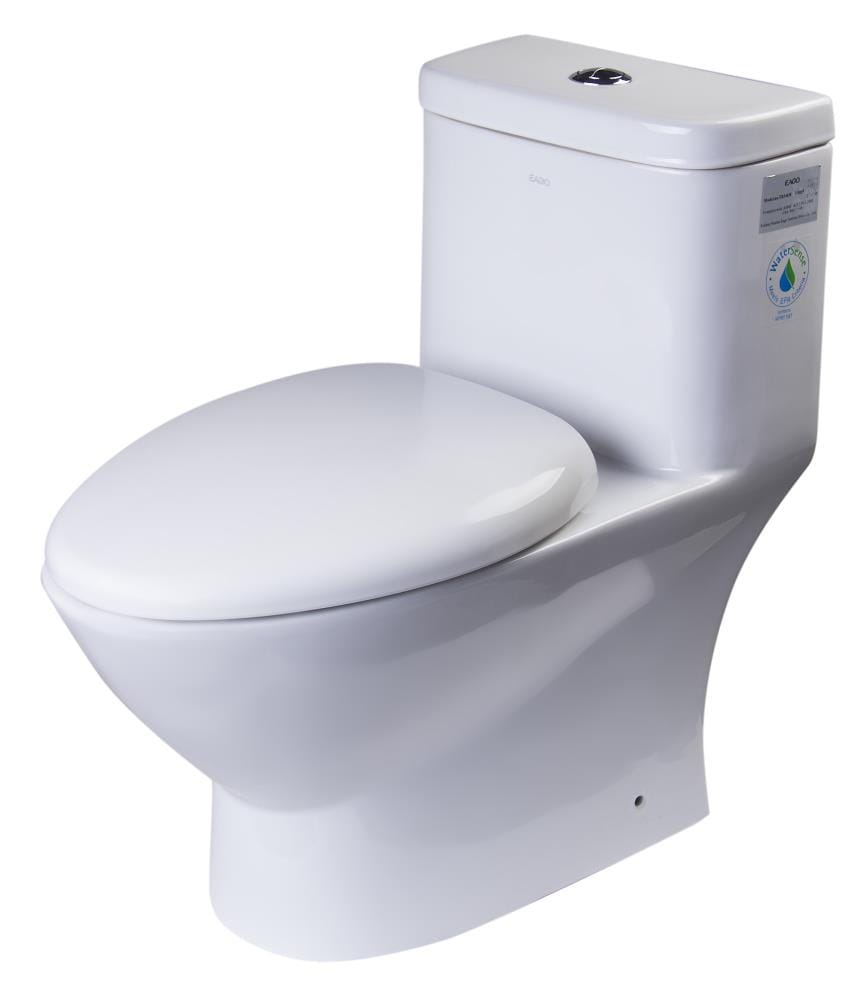 EAGO TB346 White Dual Flush Elongated Standard height Soft Close 1-piece Toilet 12-in Rough-In WaterSense 1.6 GPF