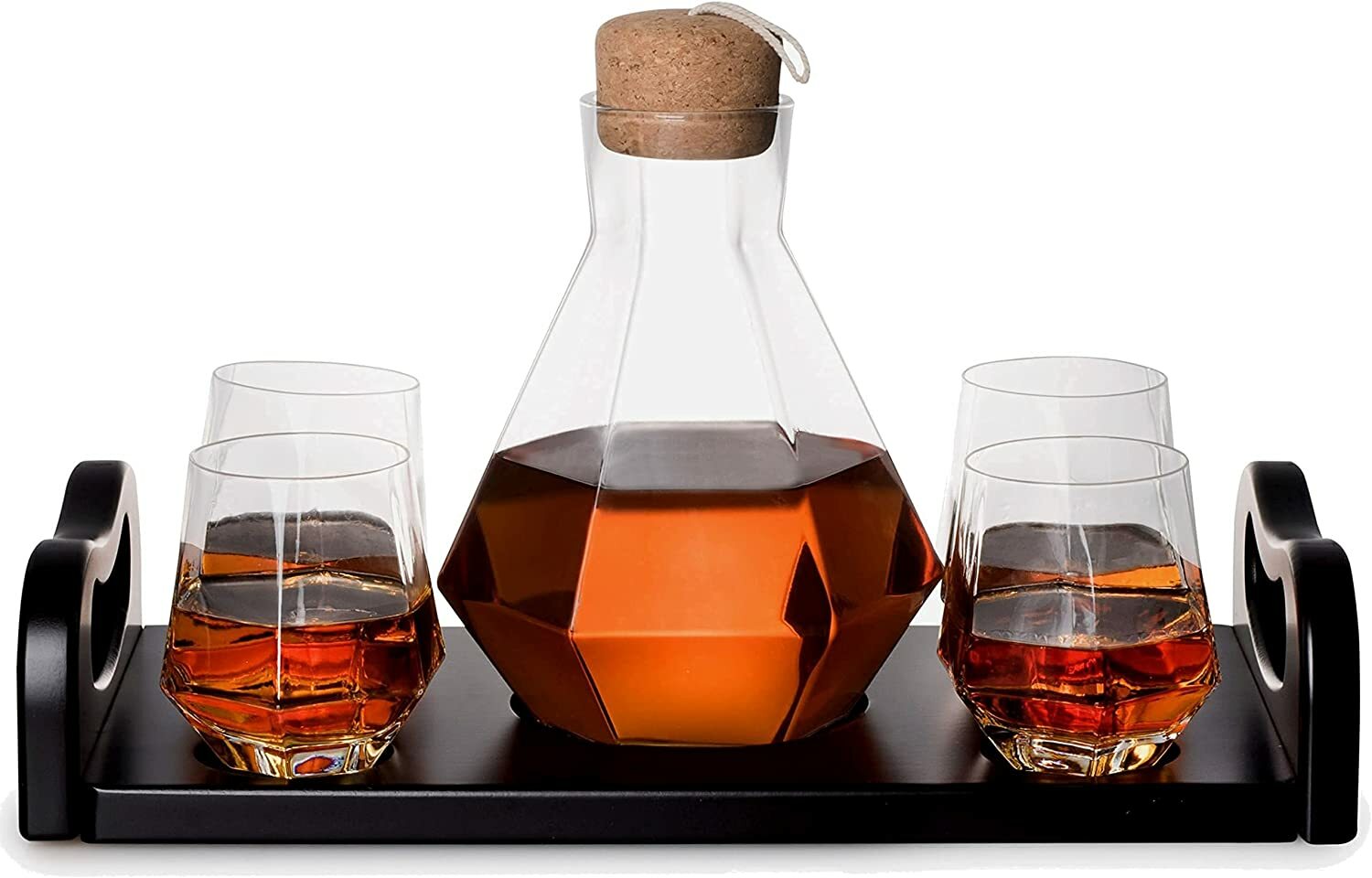 J&V TEXTILES DECANTER 6-piece Italian Crafted Glass Decanter and Whisky Glasses Set