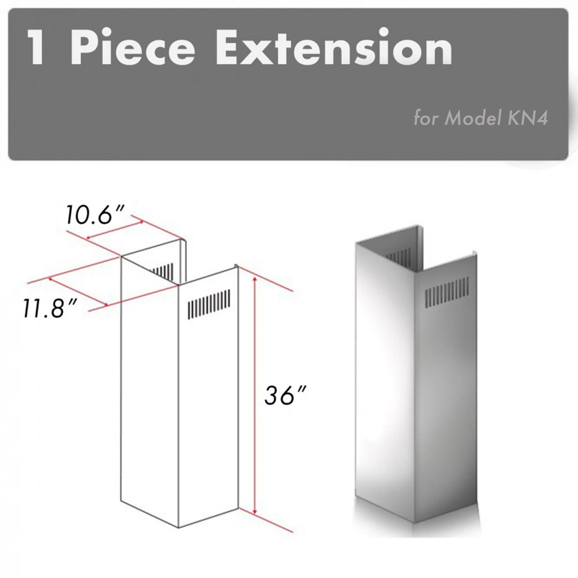 ZLINE KITCHEN & BATH 1PCEXT-KN4 Wall-Mounted range hood Flue extension 2 -Pack Stainless steel