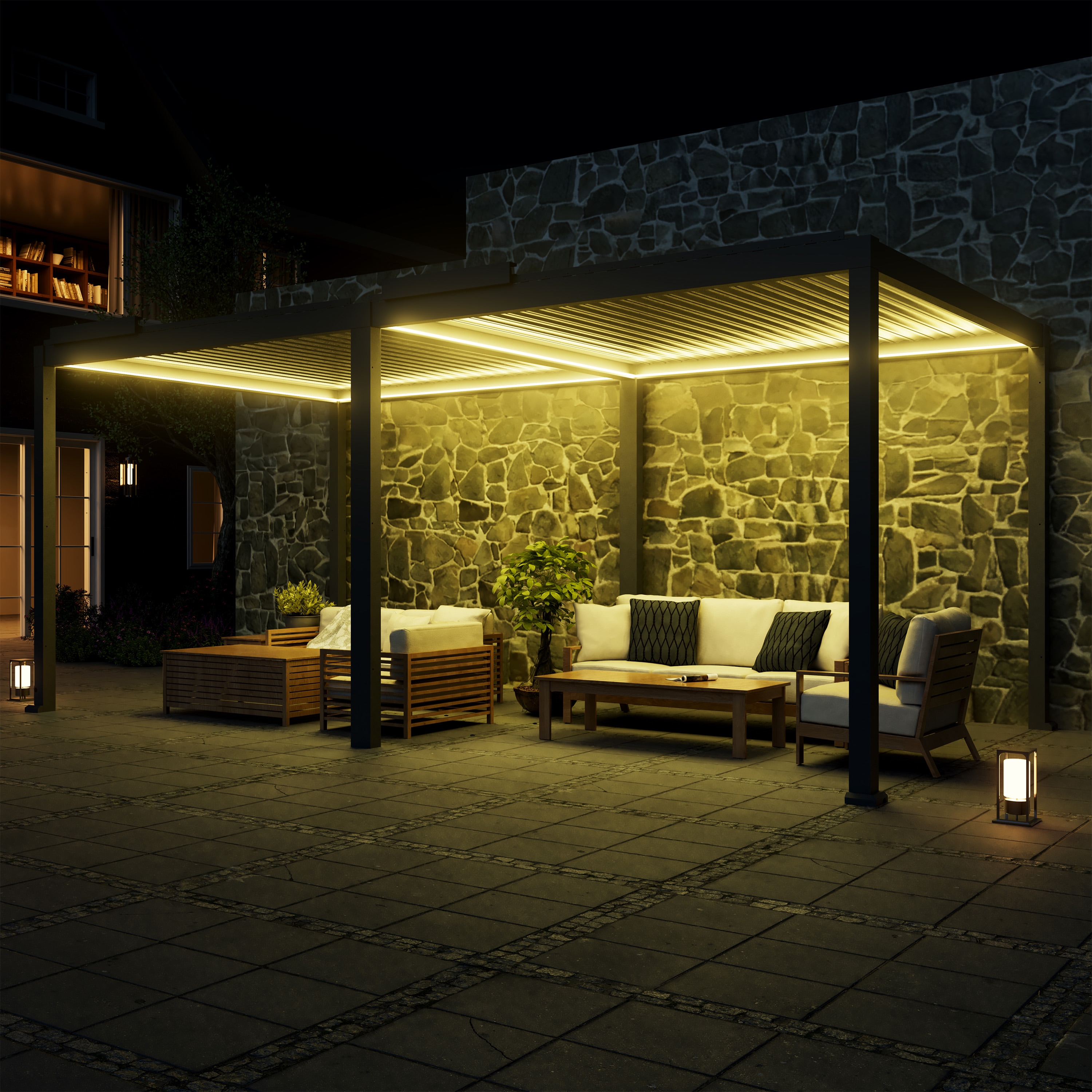 Mondawe Electric Metal Freestanding Pergola with Canopy