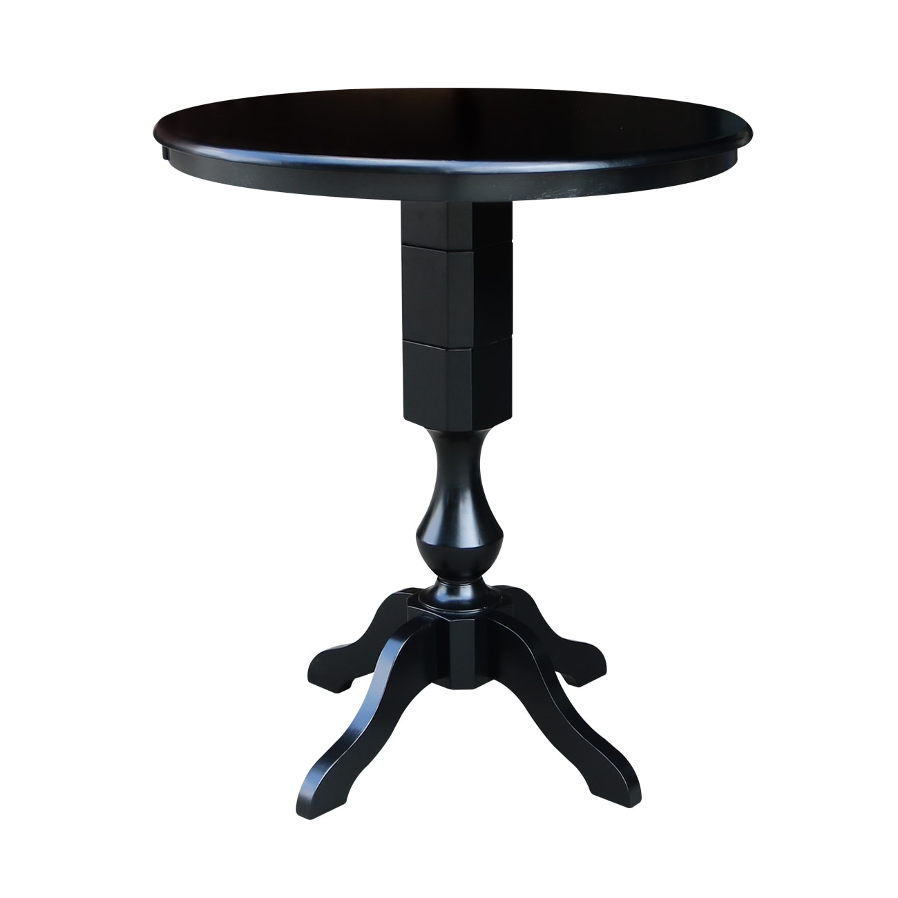International Concepts K46-36RT-11P-2 Black Round Traditional Bar Table, Wood with Black Wood Pedestal Base 36-Inches L x 40.9-Inches H