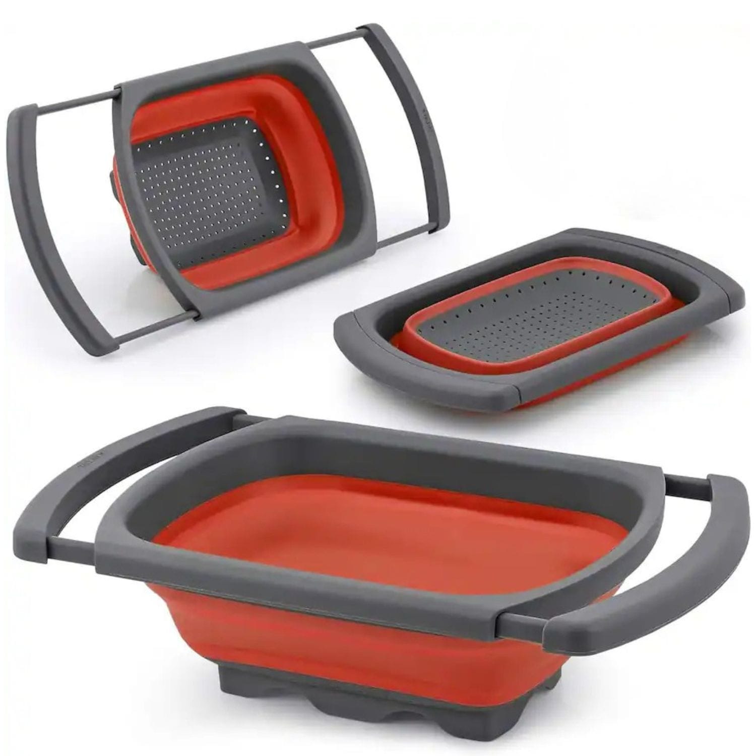 Zulay Kitchen Collapsible Colander Over Sink Strainer with Extendable Handles Foldable Kitchen Drainer for Fruits Vegetables and Pasta