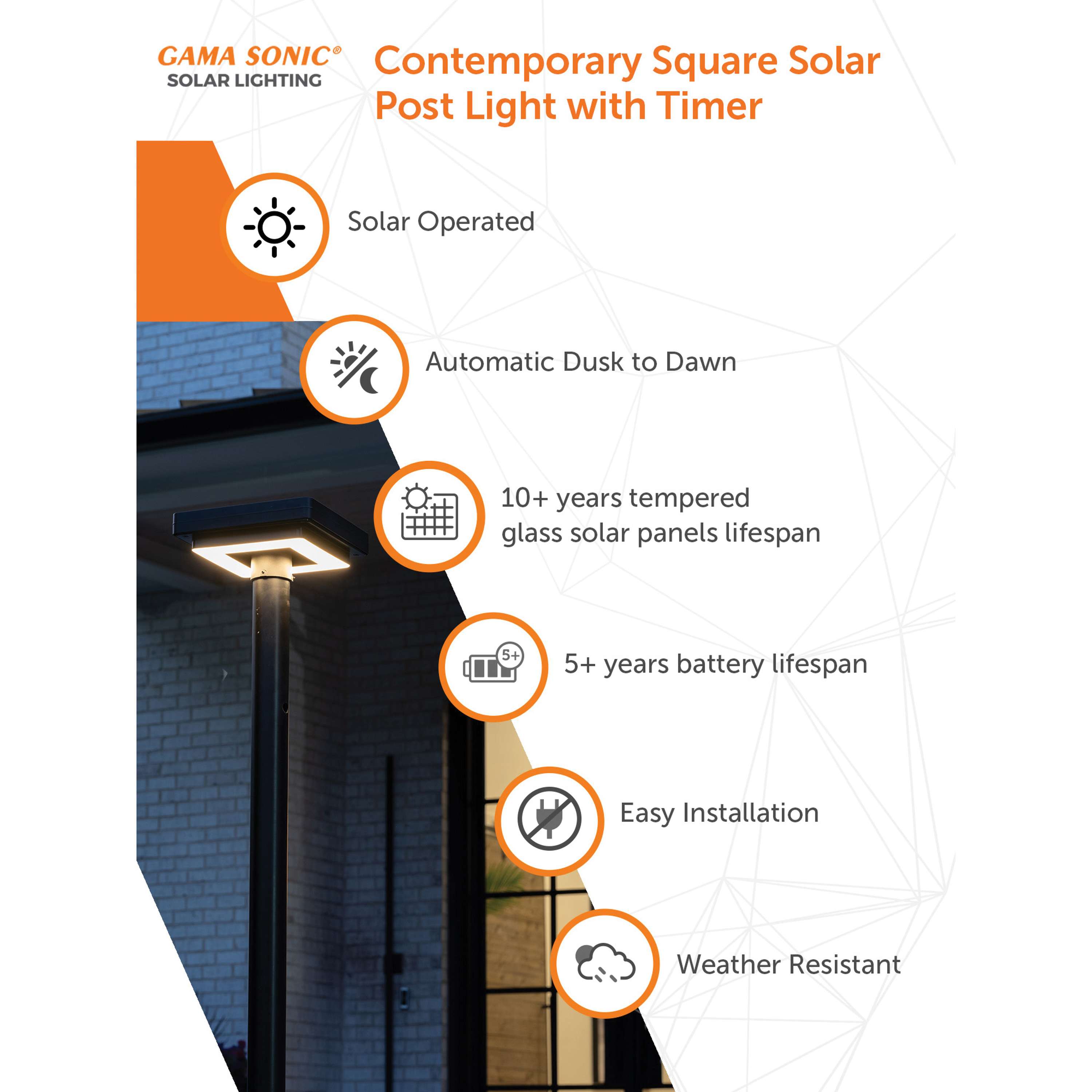 Black Aluminum Modern LED Solar Lamp Post Light