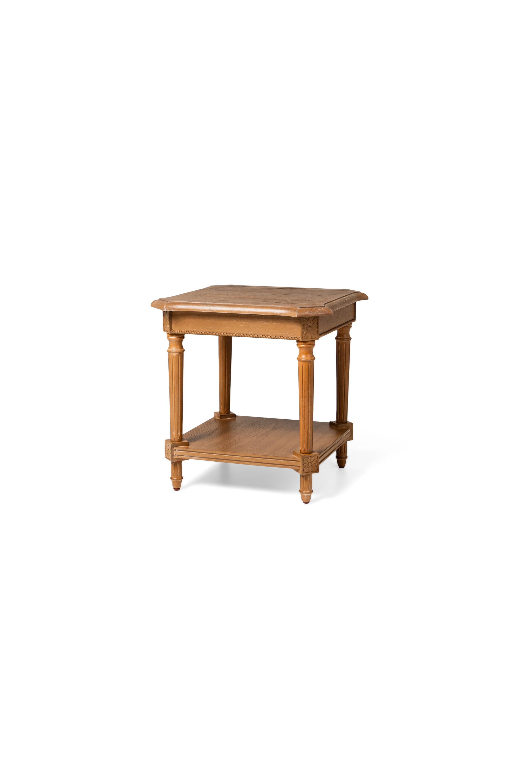 Maven Lane ML352102-WET-OA Pullman Traditional Square Wooden Side Table, Antiqued Natural Finish
