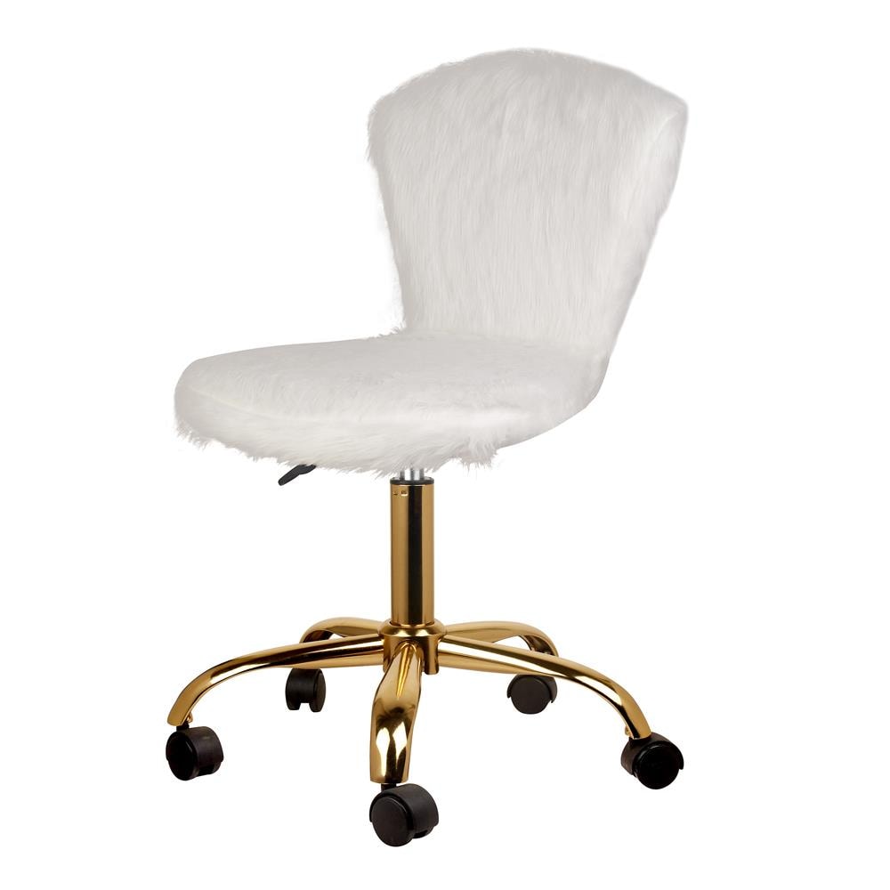 Gia Fluffy White Faux Fur Makeup Room, White Chair For Vanity