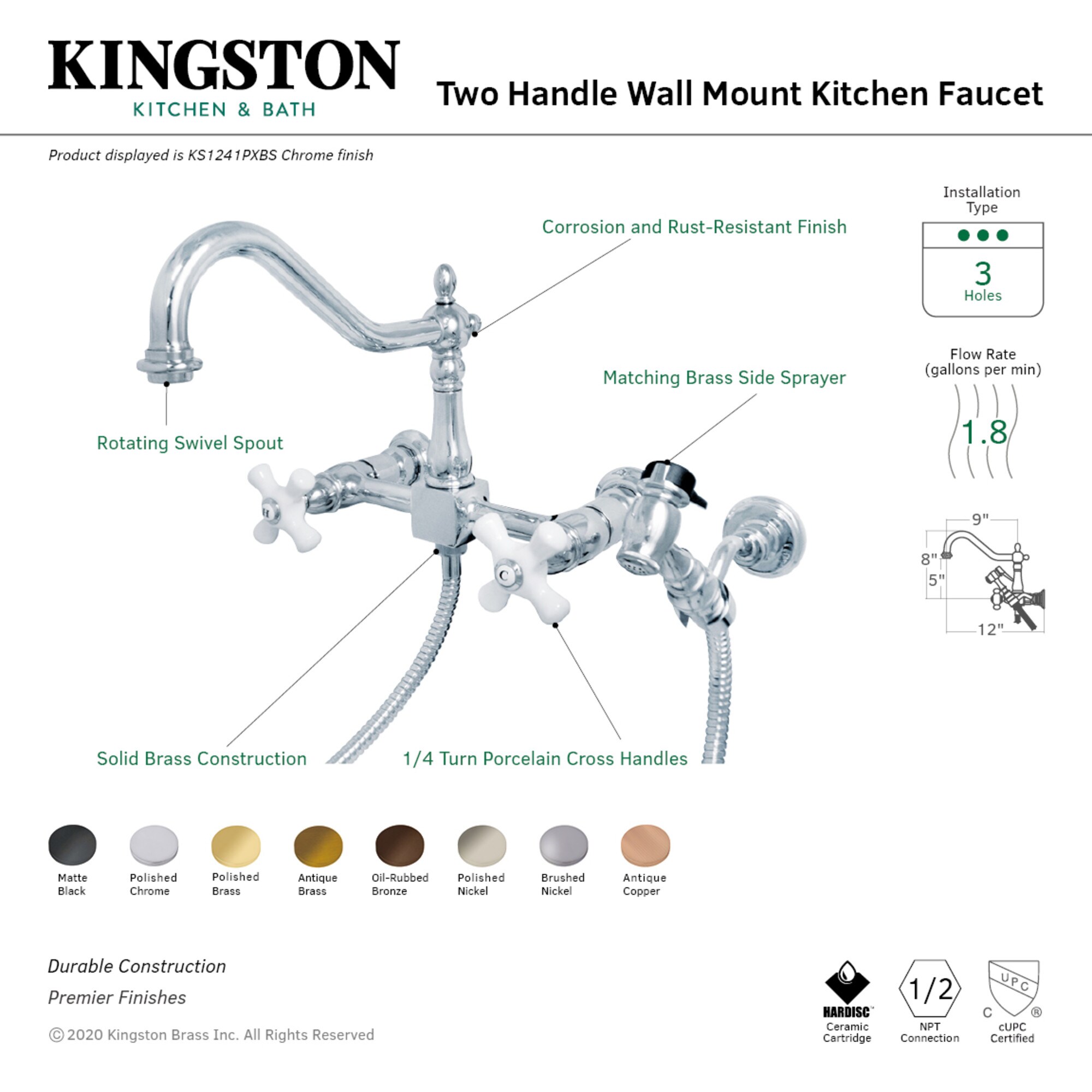 Kingston Brass WLKS1242PXBS Kitchen-Faucets - View #2