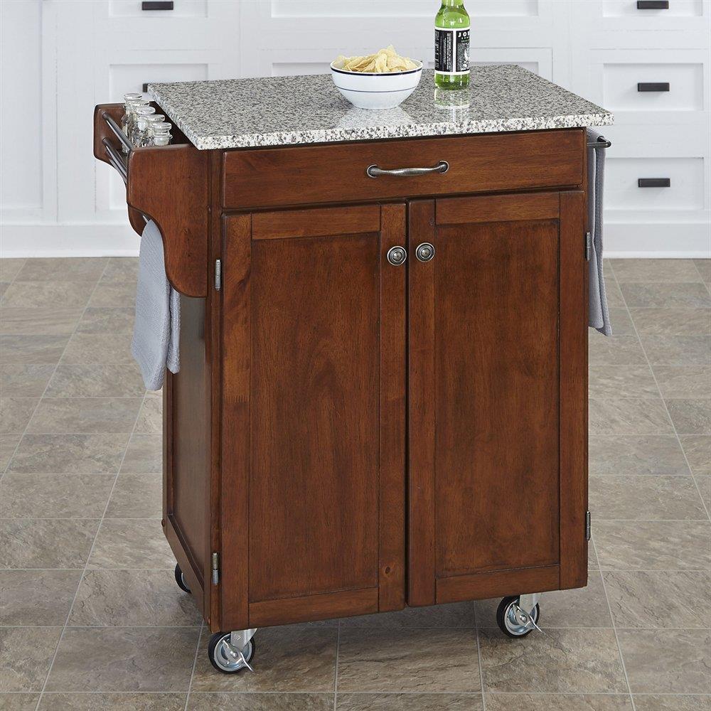 Home Styles Brown Wood Base with Granite Top Kitchen Cart (18.75-in x 32.5-in x 35.5-in)