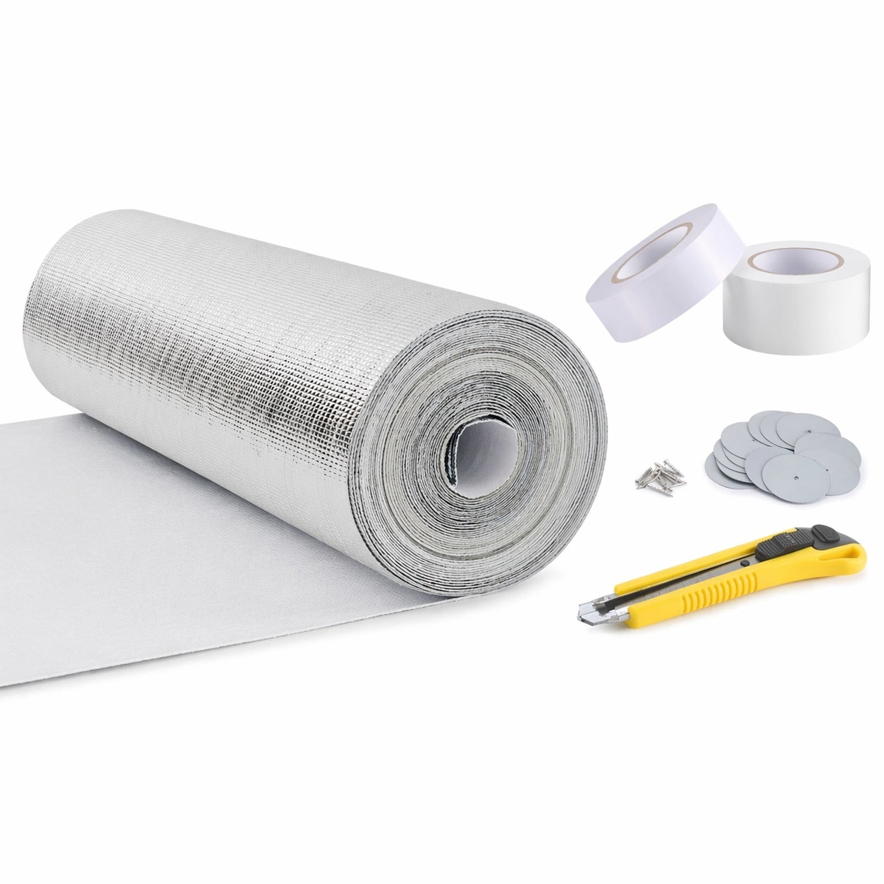 Aoibox  Roll Up Garage Door Insulation Kit White Reflective Aluminum Foil Foam 40 in x 78 7 ft Covers Two 10 x