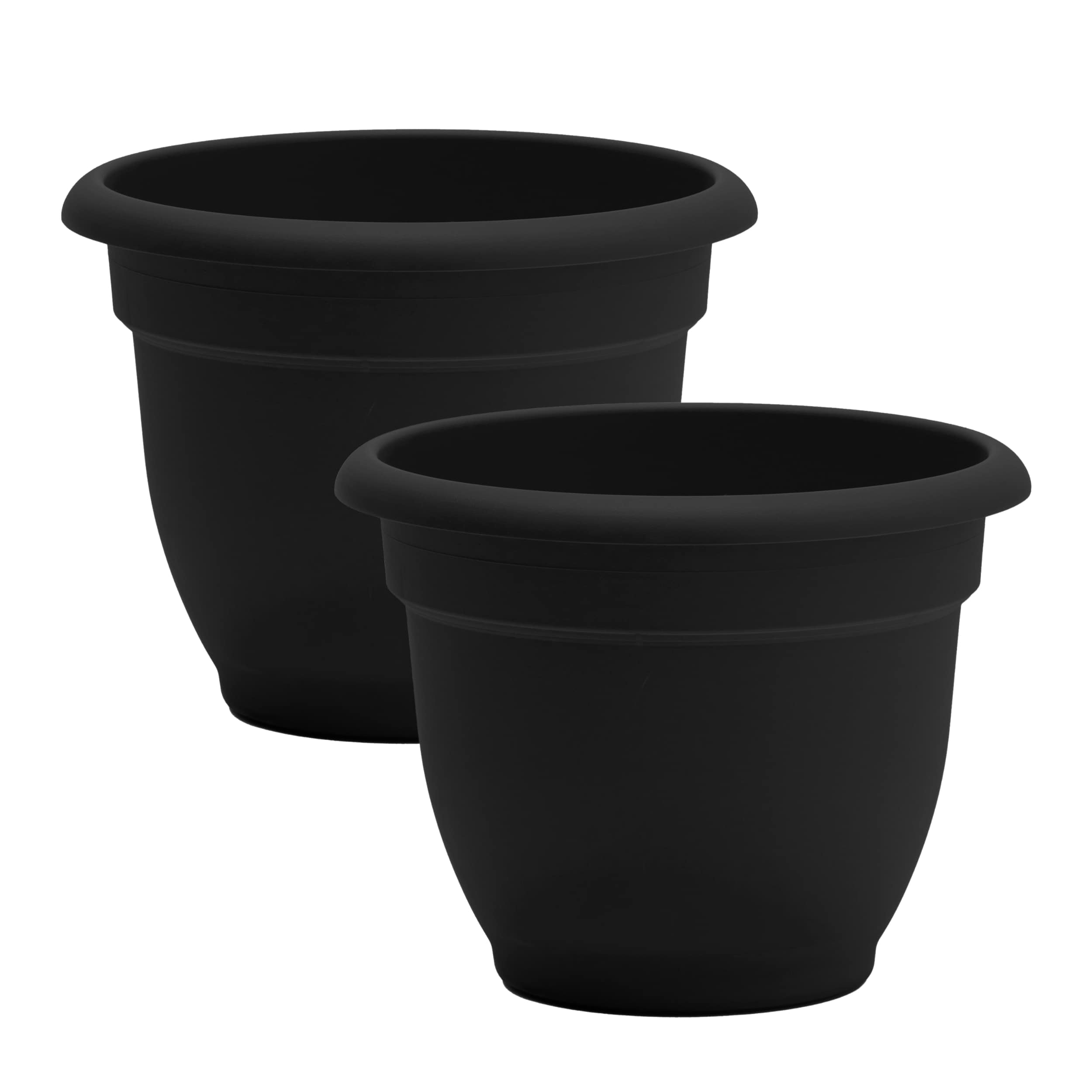 Bloem DCB-APMIX35 2 -Pack Round 17.75-in W x 13.75-in H x 17.75-in D Black Plastic Indoor/Outdoor with Self Watering Planter