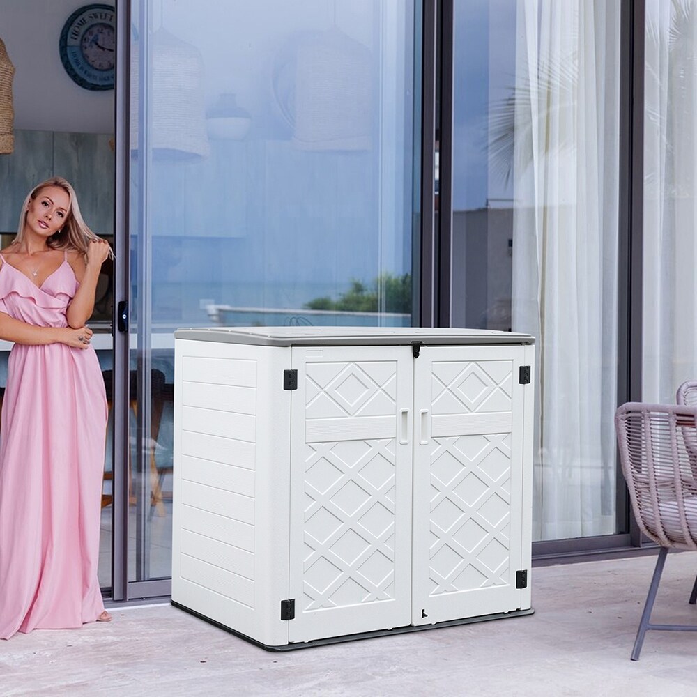 Outdoor Storage Cabinet Waterproof with Shelves,resin Outdoor Storage Box for Patio KINYING
