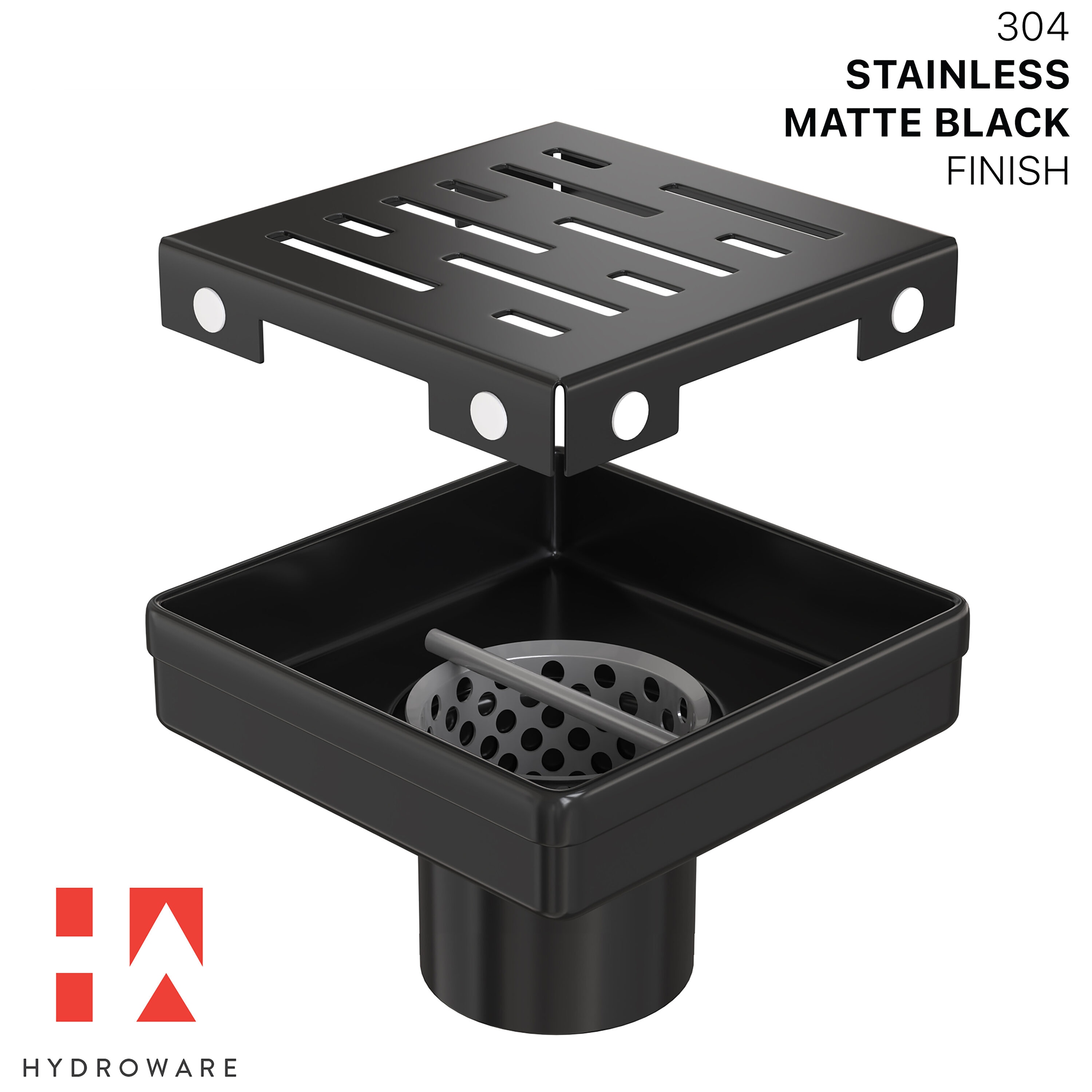 HYDROWARE HYD-0007 24 Linear Grid Shower Drain Finish: Matte Black