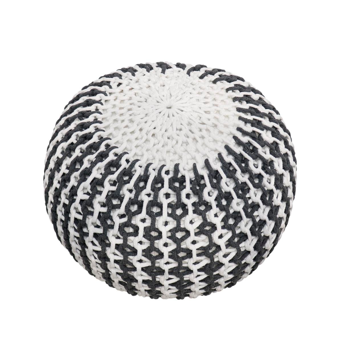 Santorini Contemporary Ivory & Grey Square Cotton Pouf
