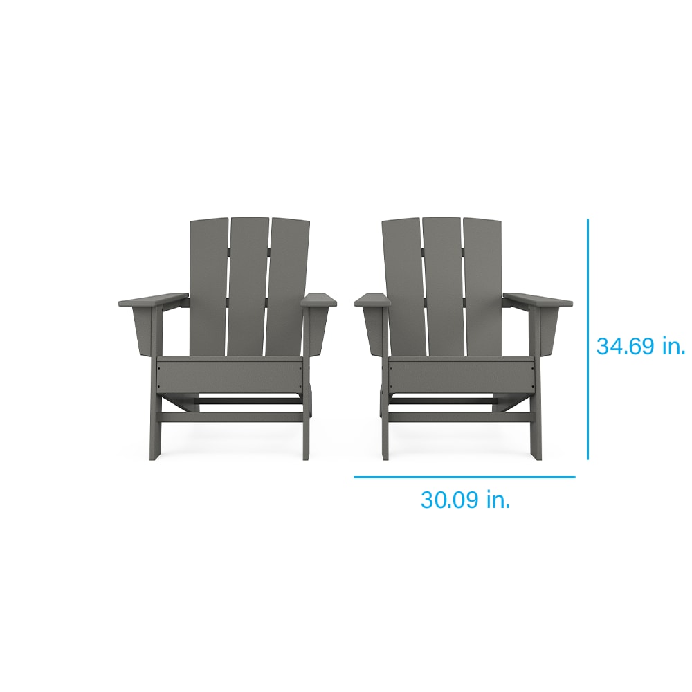 allen + roth by POLYWOOD Oakport Set of 2 Slate Grey Hdpe Frame Stationary Adirondack  Chair with Slat Seat in the Patio Chairs department at Lowes.com