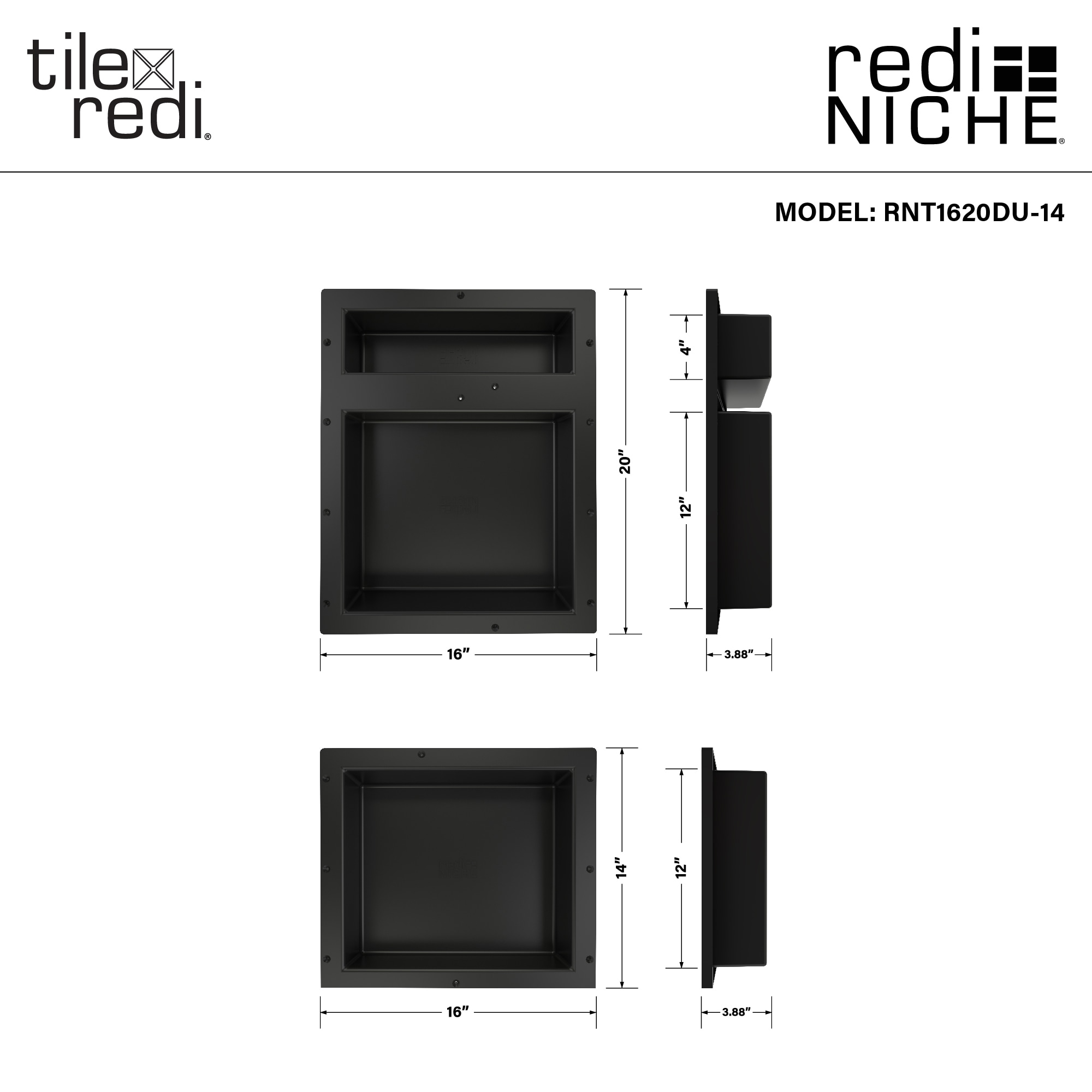 Tile Redi Niche Recessed Triple Shower Wall Shelf, 16-in W x 34-in H x 4-in  D in the Shower Shelves & Accessories department at