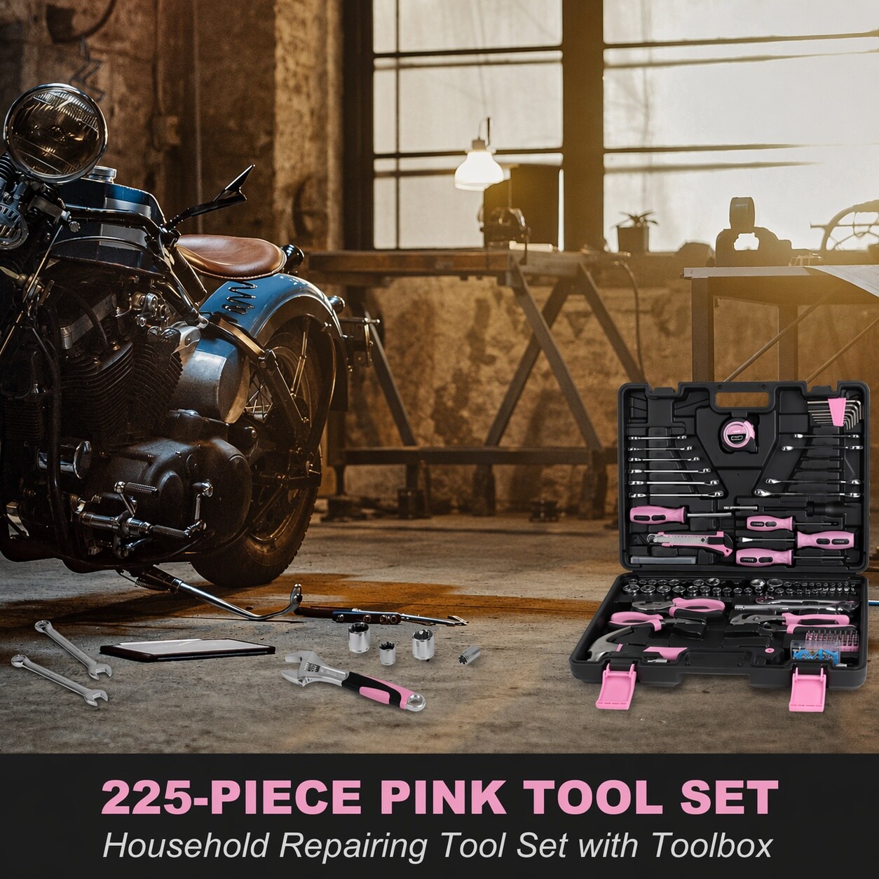 Aoibox 225 Piece Home and Auto Repair Tool Set SAE and Metric