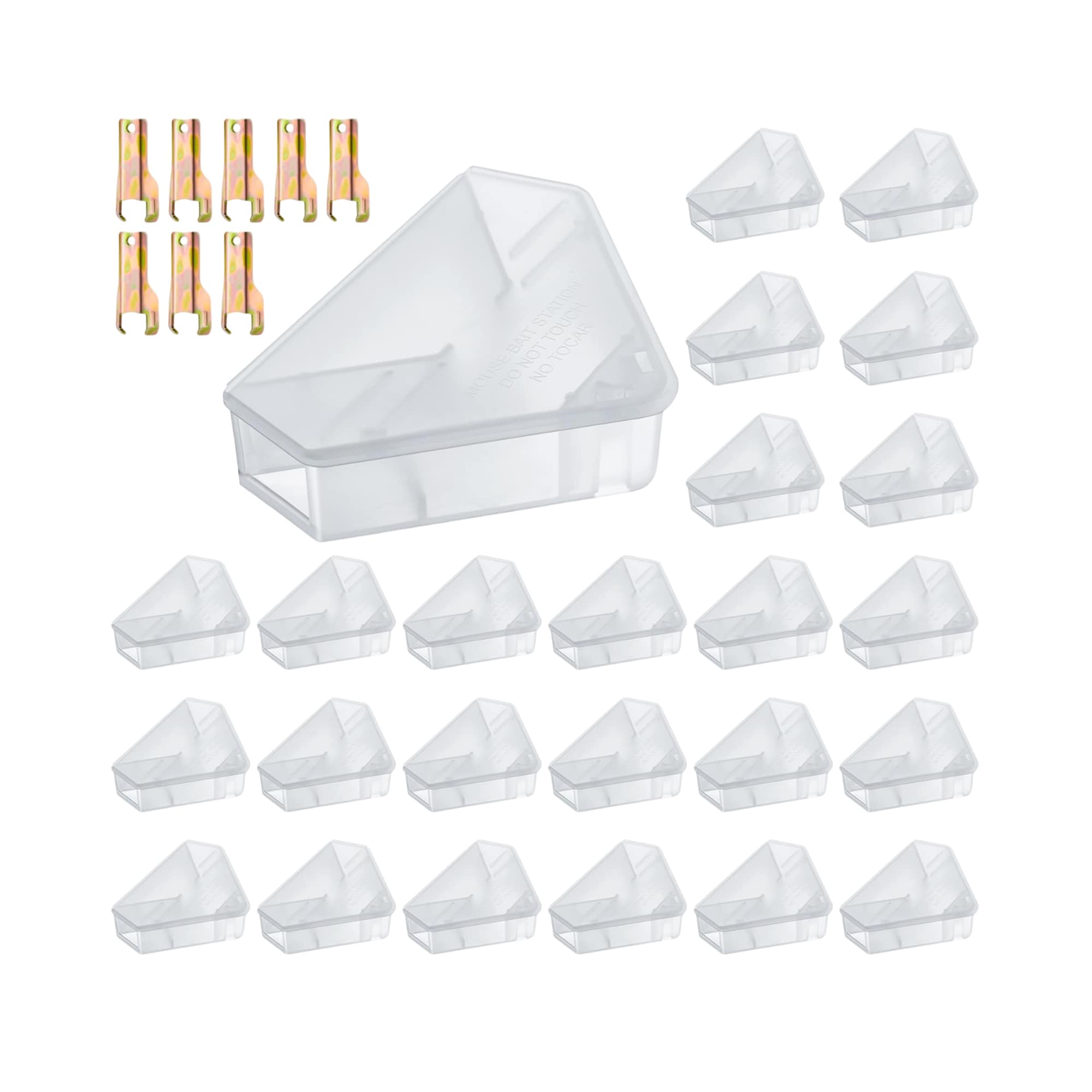 Etokfoks  24 Pack Indoor Outdoor Mice Bait Station Reusable PP Plastic Rodent Trap Box with Key Triangle Design 28 x 82 x 26 in