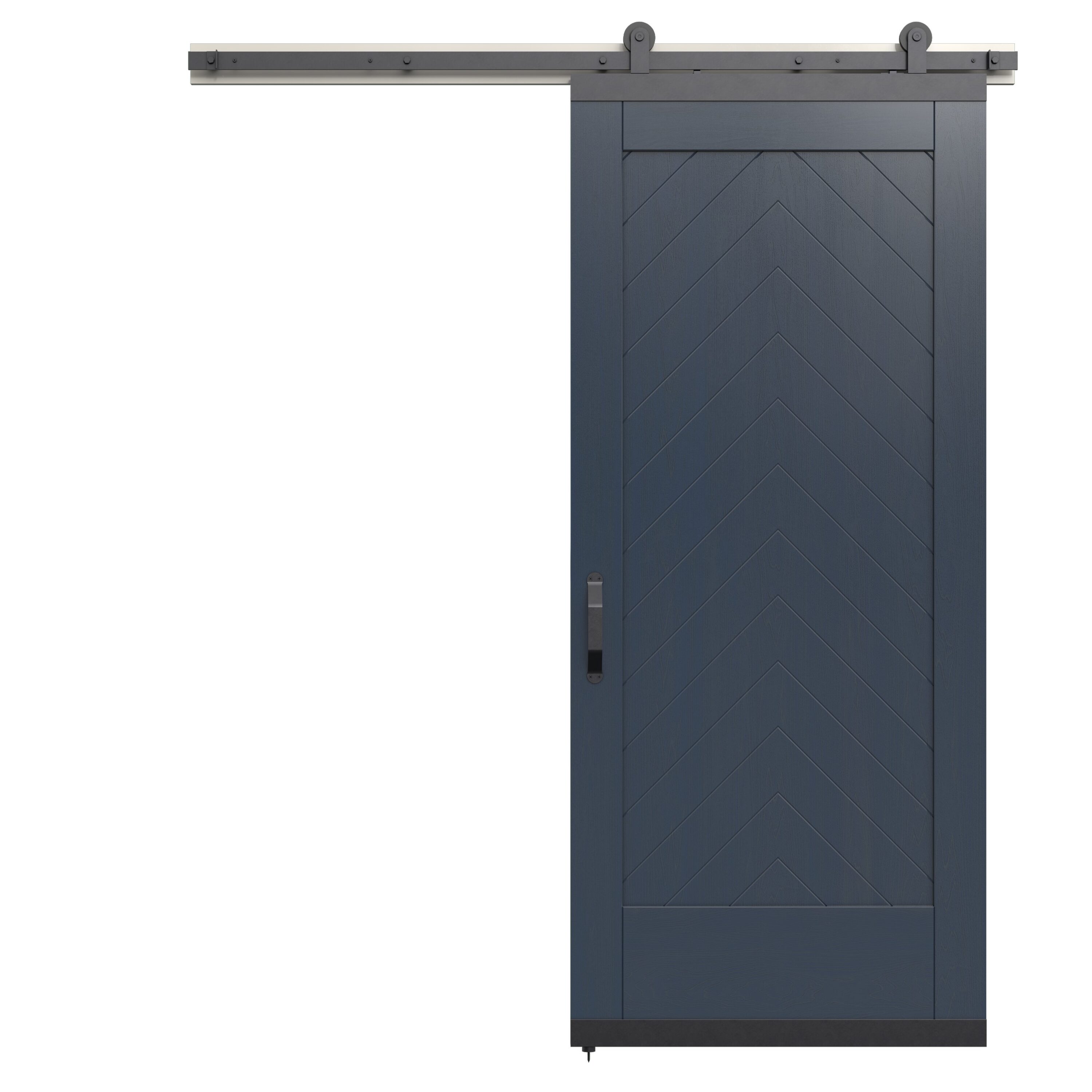 JELD-WEN LOWOLJW248500050 36-in x 96-in Maritime Blue Chevron Maple Wood Solid core Single Barn Door (Hardware Included)