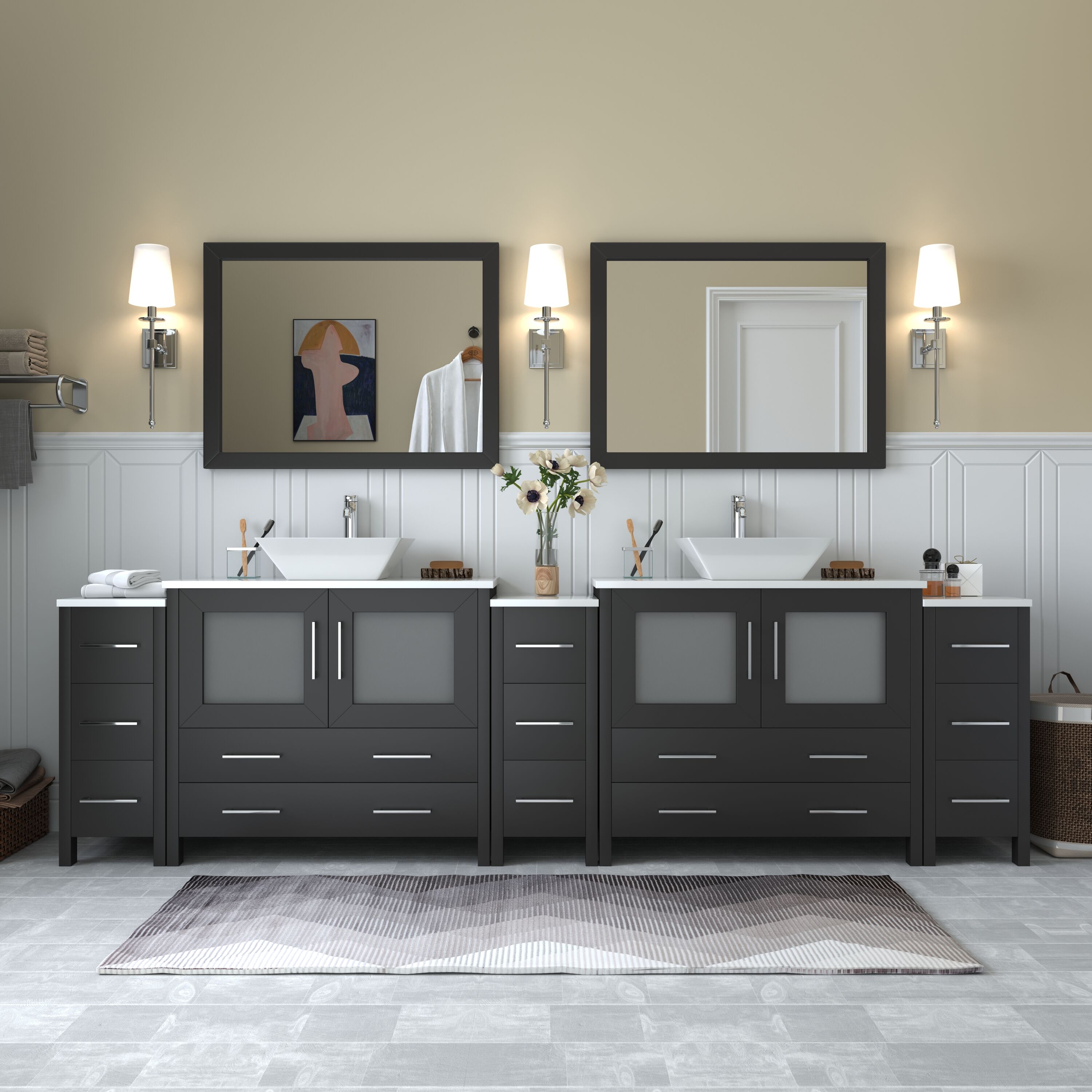 Vanity Art Ravenna 103-in Espresso Double Sink Bathroom Vanity with ...