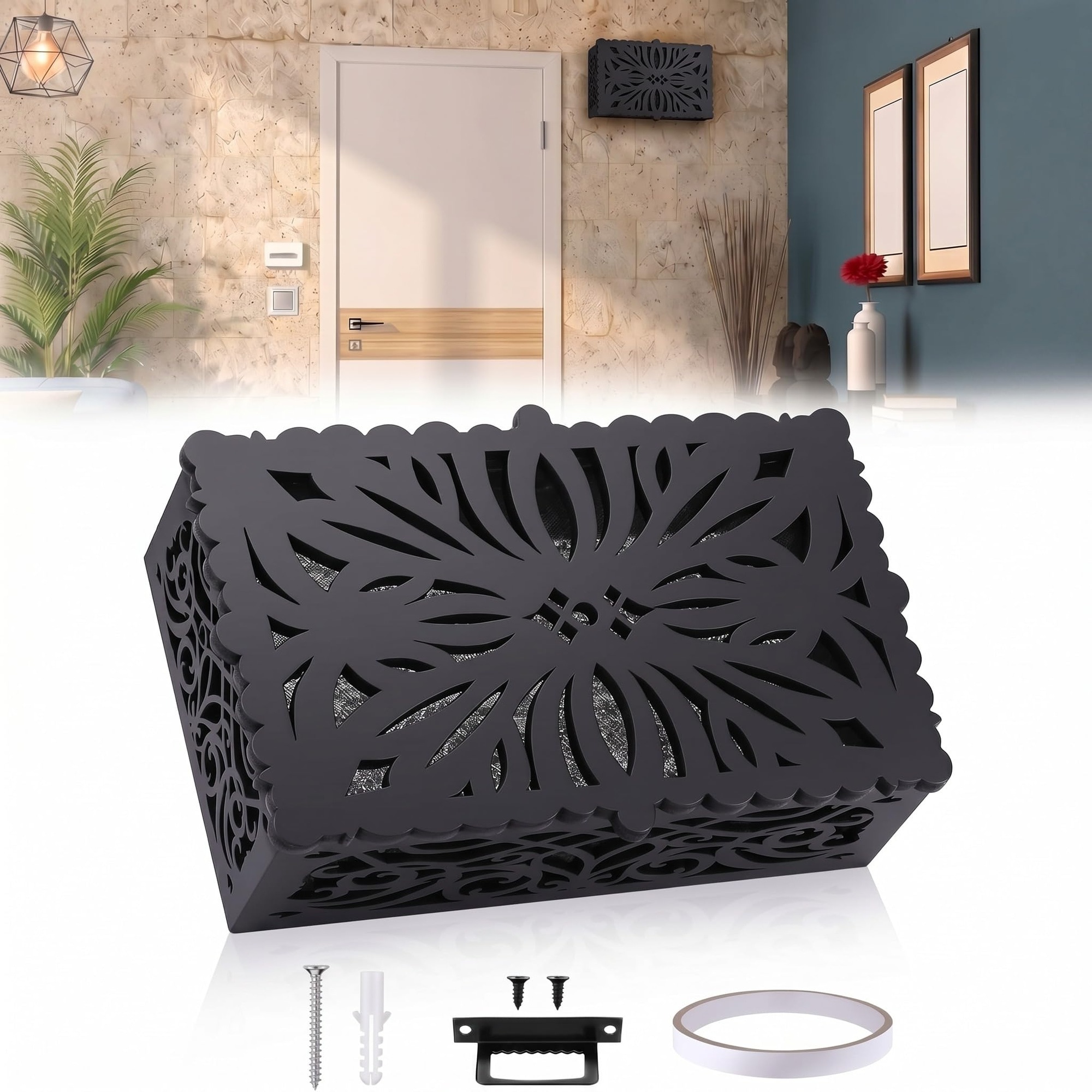 Adrinfly Decorative Doorbell Cover Box for Wall Inside Fits Most Doorbell Chimes Easy to Install Black durable home and garden accessory #LAD0818D163