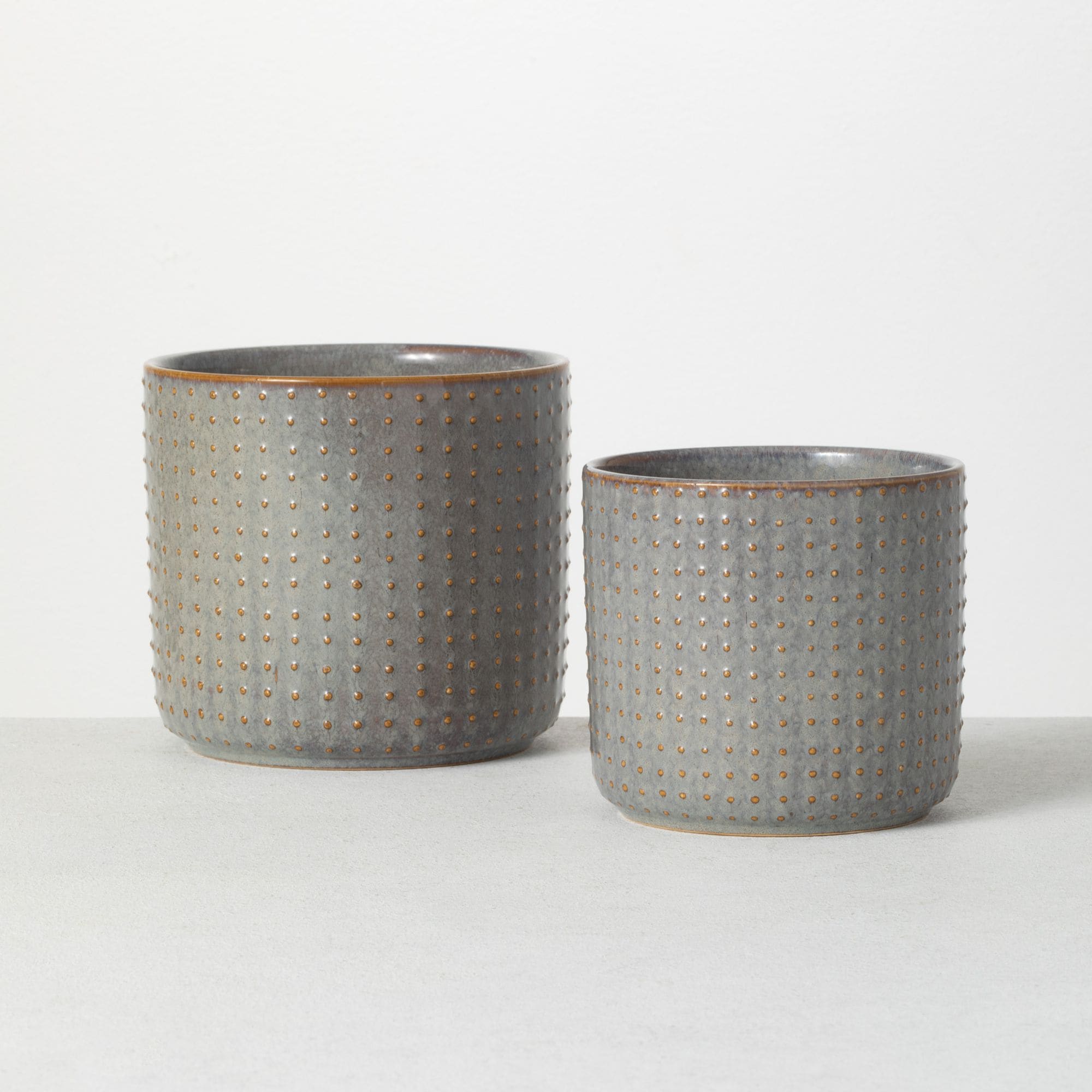 Sullivans CM2978 2 -Pack Round 5.75-in W Small Gray Ceramic Indoor Planter