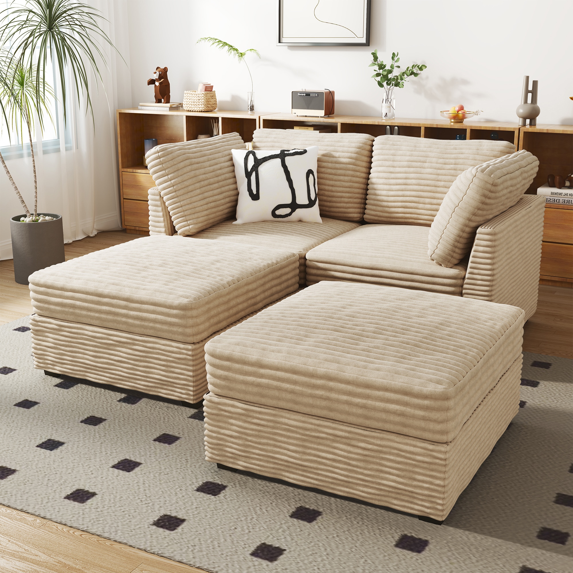 ALTRIGUS 6L-YOYO240-42-AL 65-in Casual Beige 4 -seater Sectional